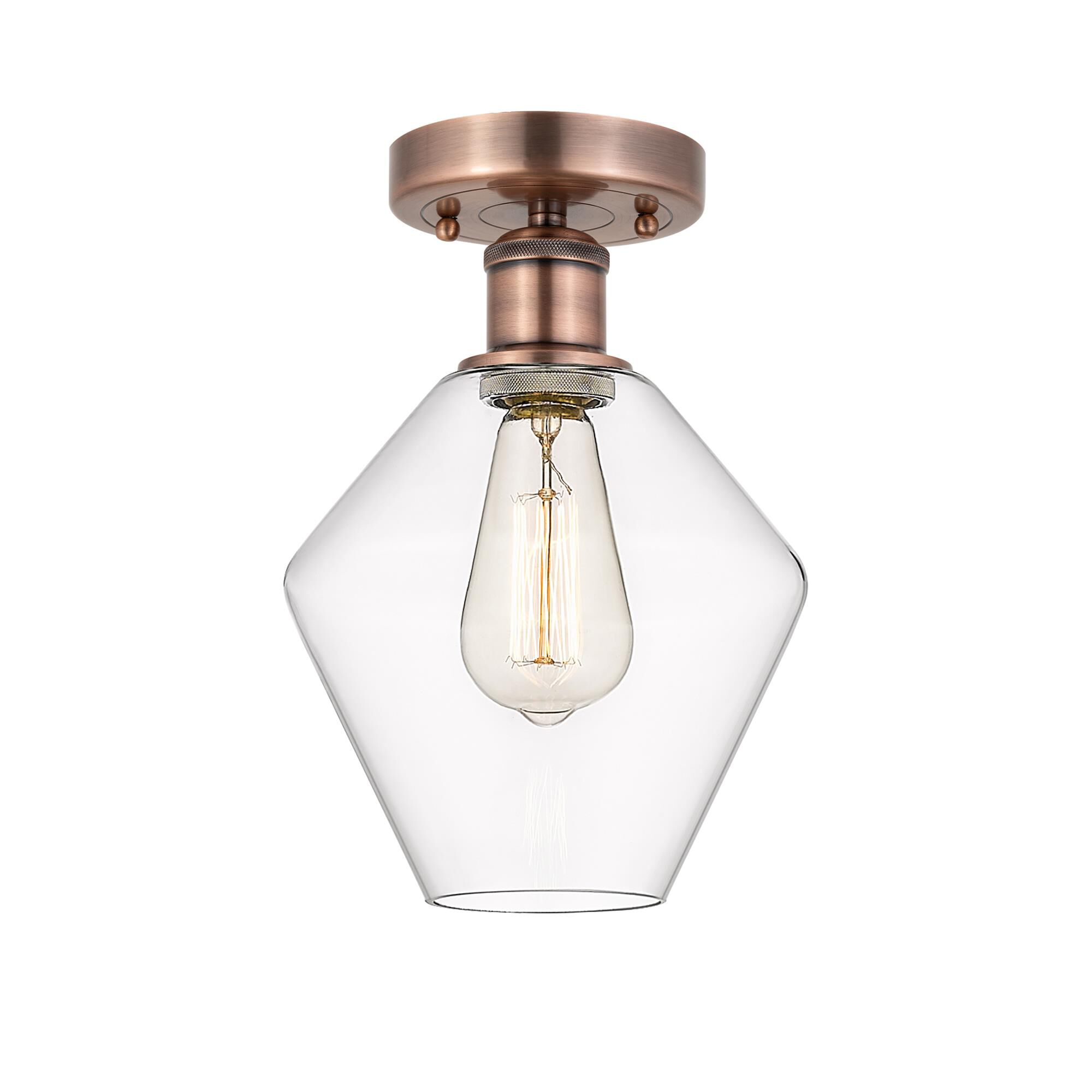Shown in Antique Copper finish and Clear glass