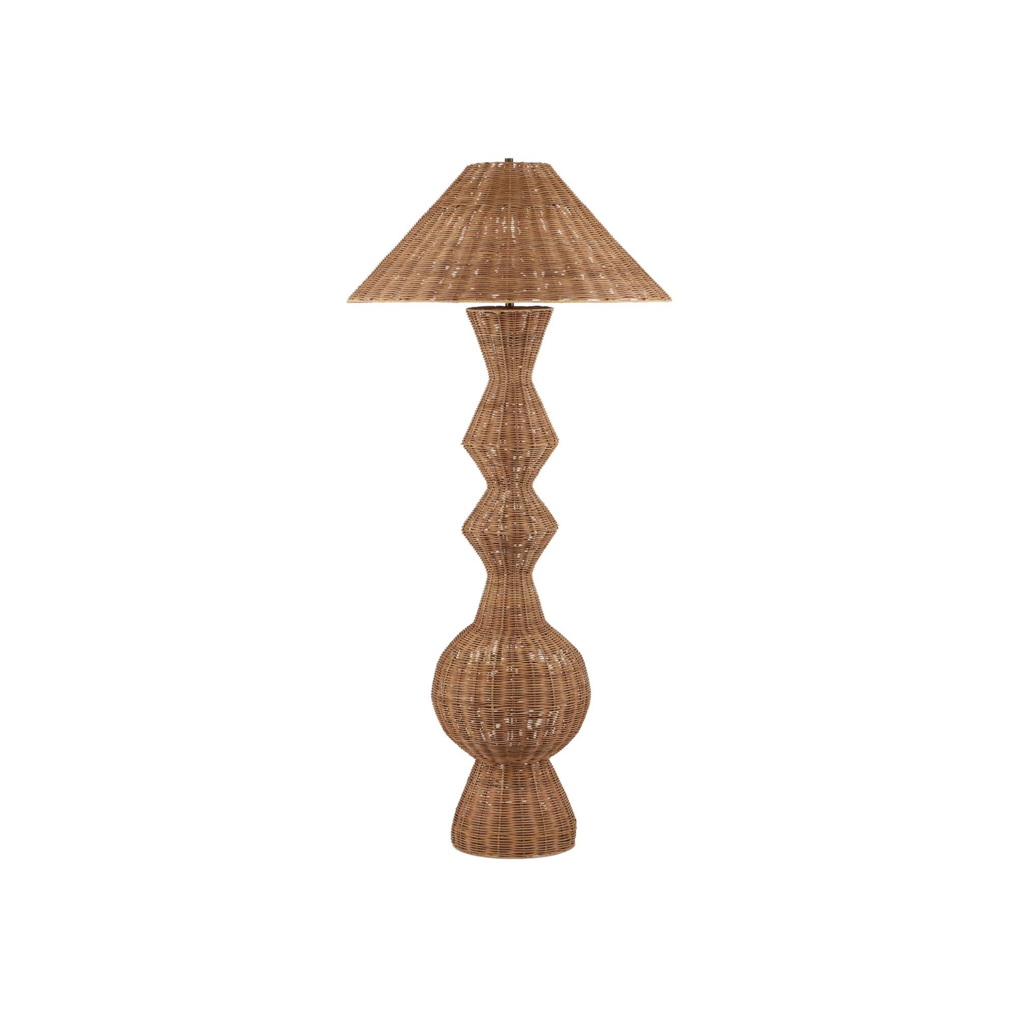 Shown in Natural finish and Natural Rattan shade