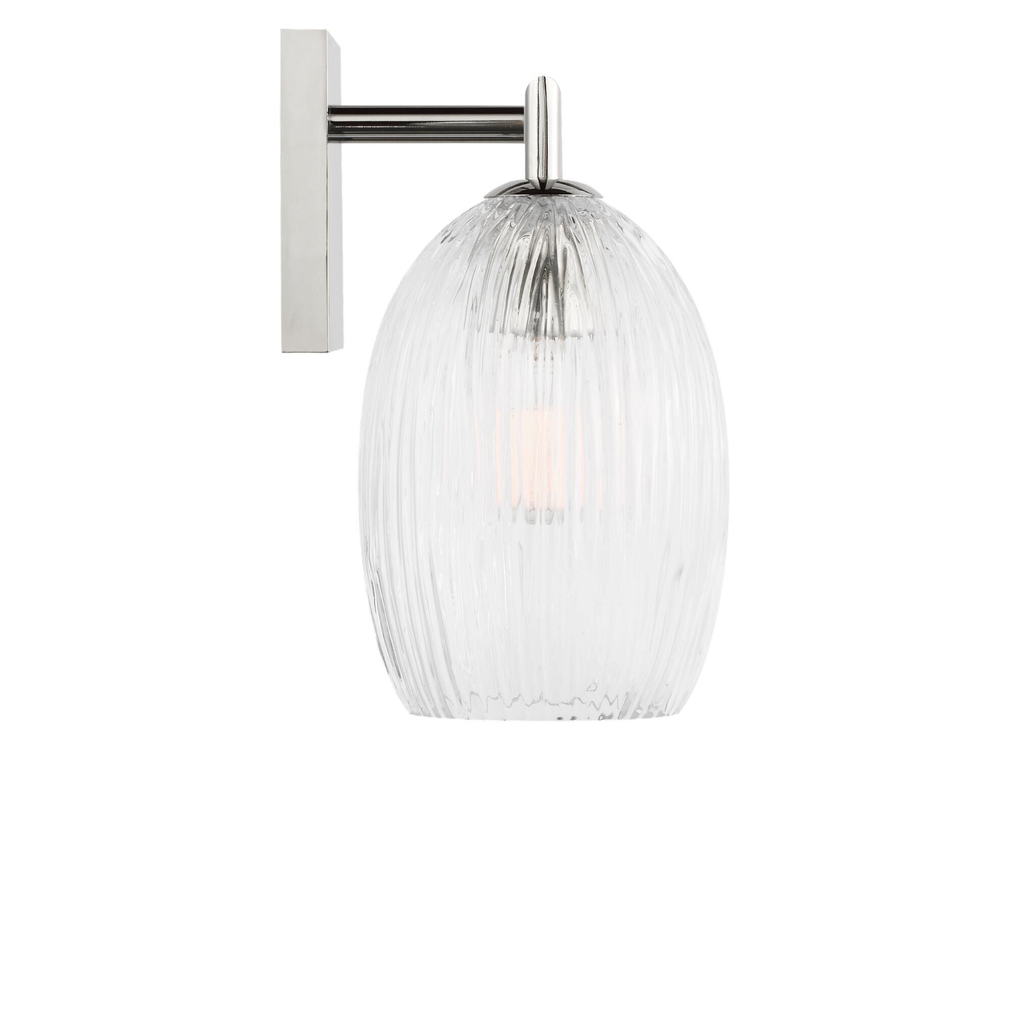 Shown in Polished Nickel finish and Striped Clear glass