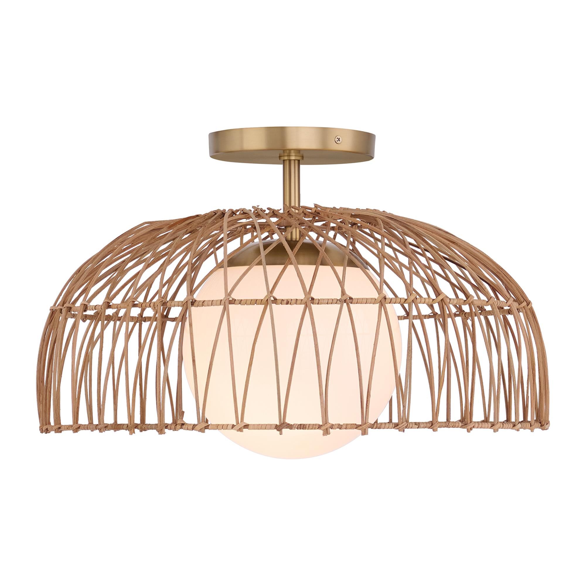 Shown in Natural Brass finish and White Etched glass