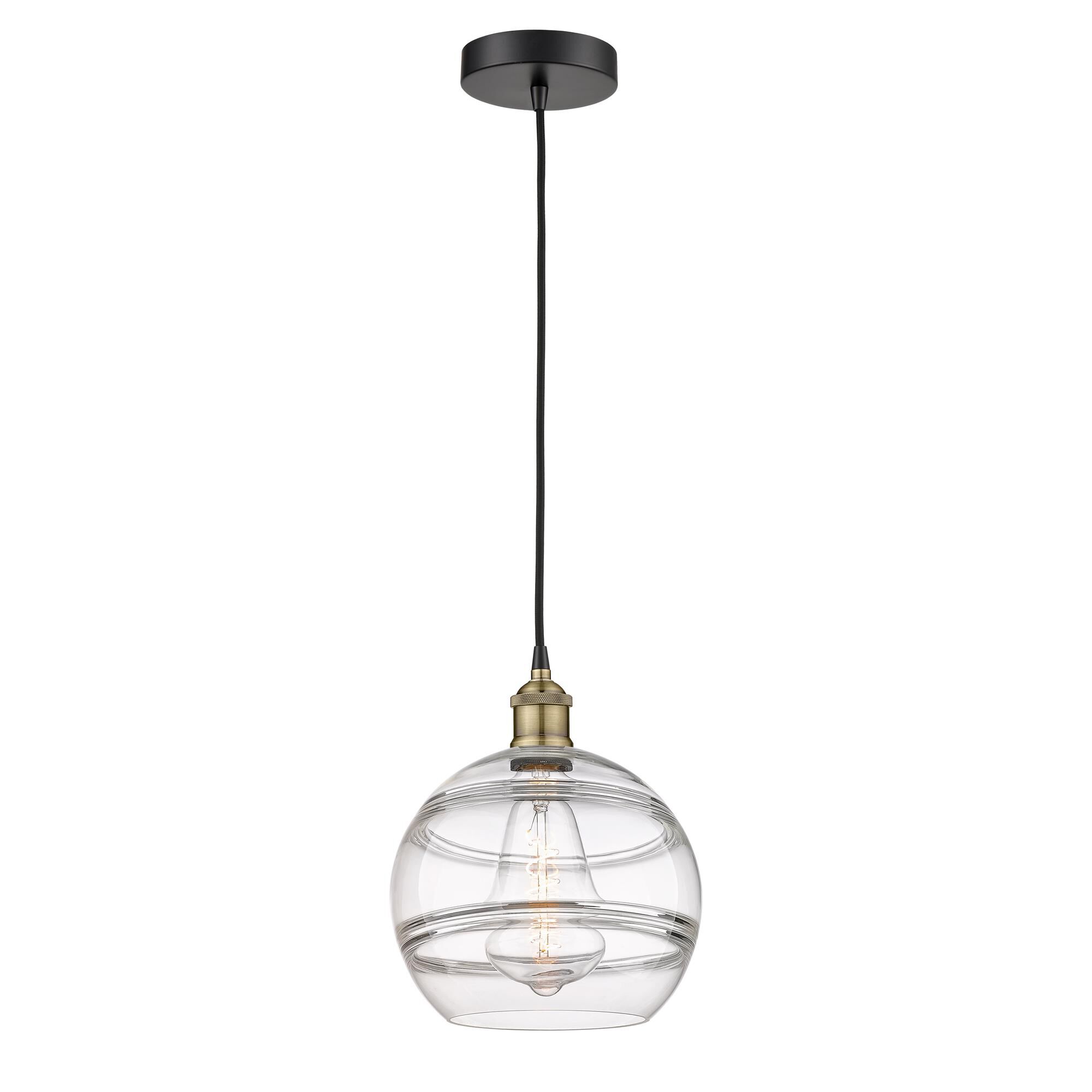 Shown in Black Antique Brass finish and Clear glass