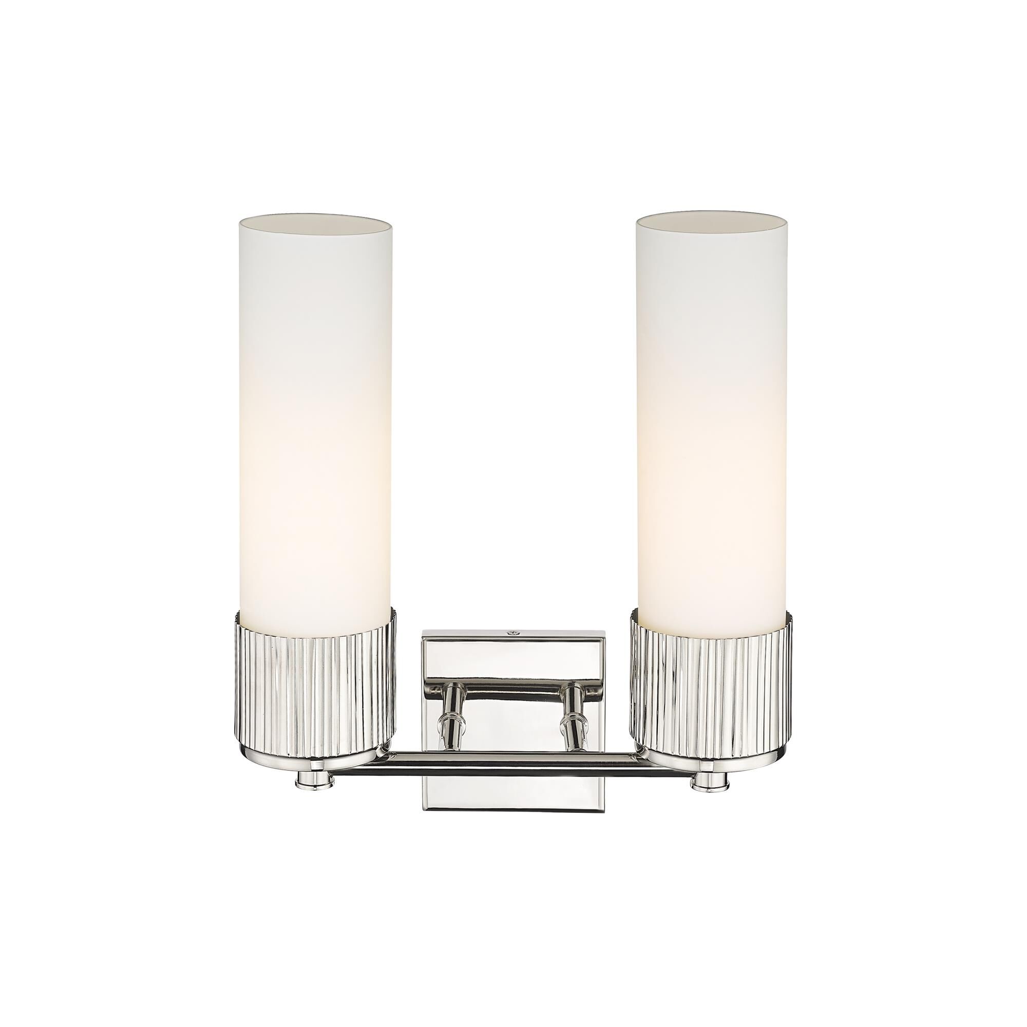 Shown in Polished Nickel finish and Matte White glass