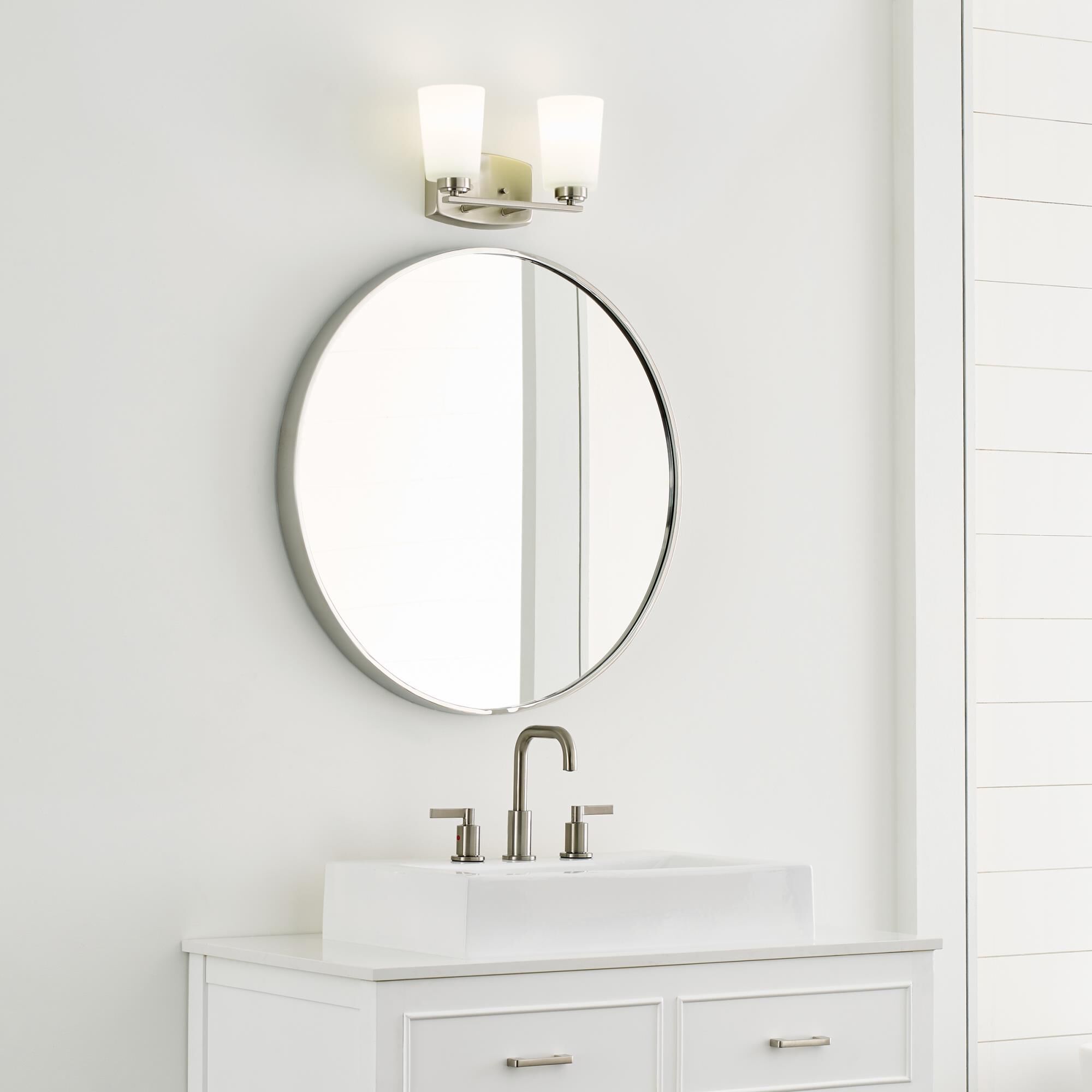 Shown in Brushed Nickel finish and Etched / White Inside  Shades glass and Etched / White Inside Glass s shade