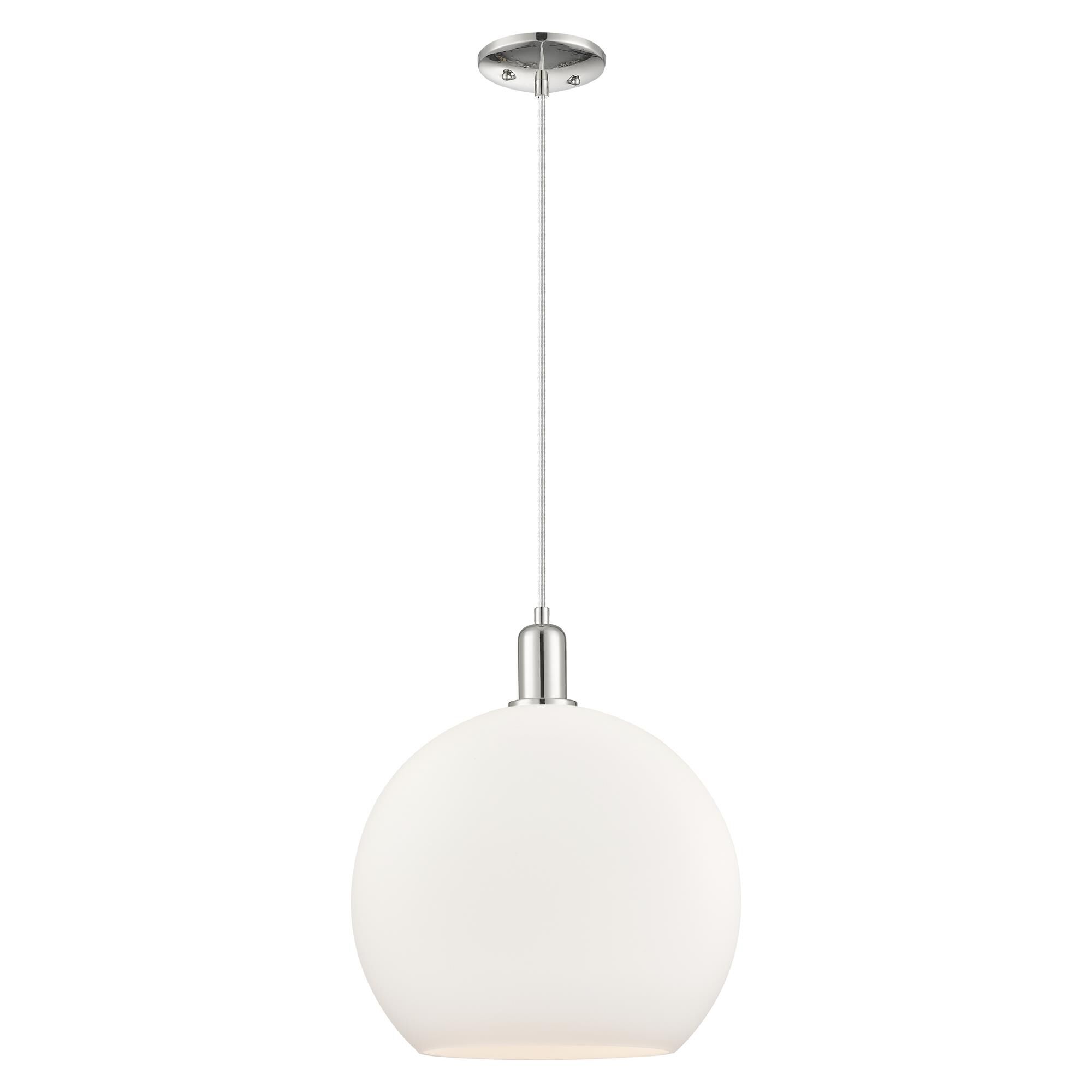 Shown in Polished Nickel finish and Matte White glass