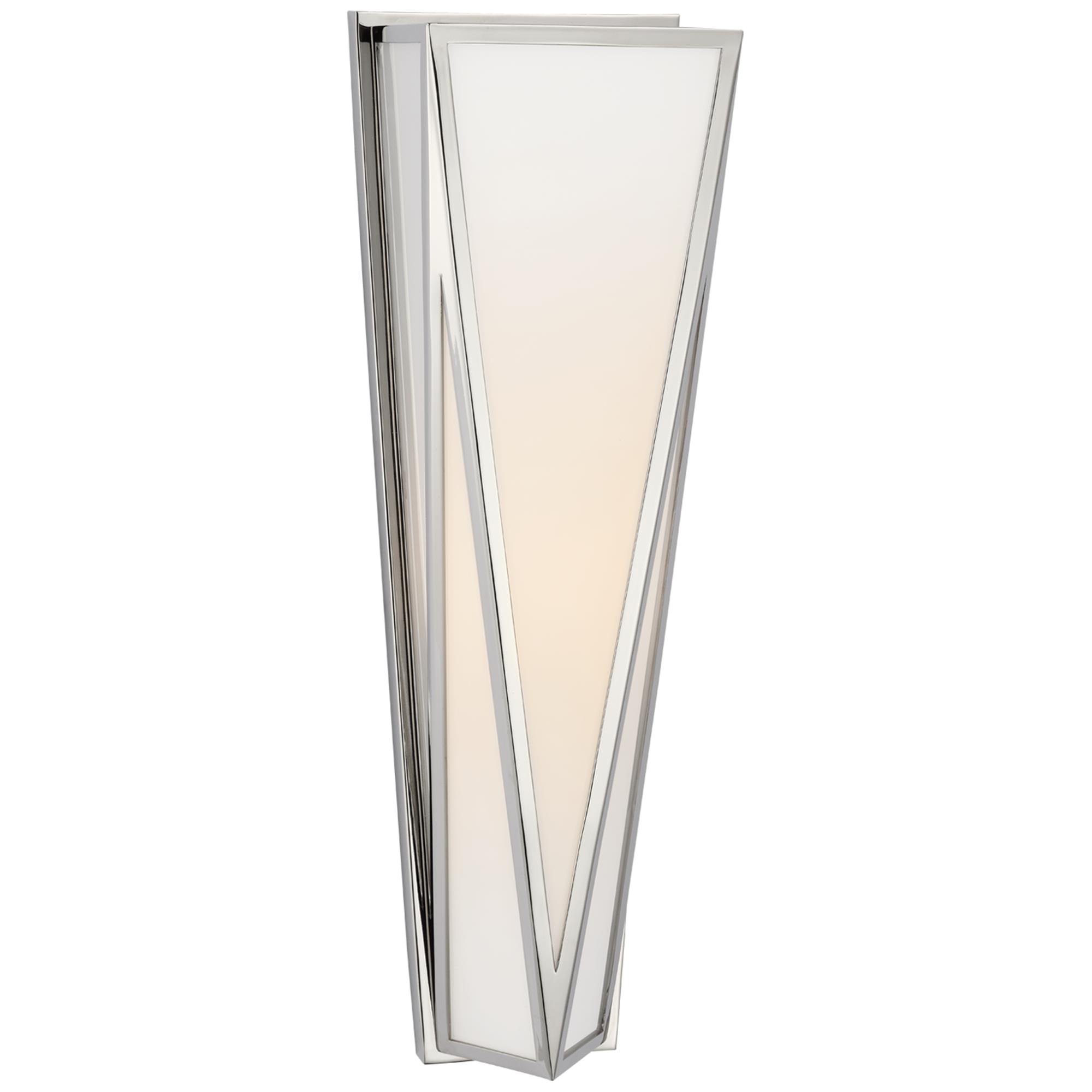 Shown in Polished Nickel finish and White glass