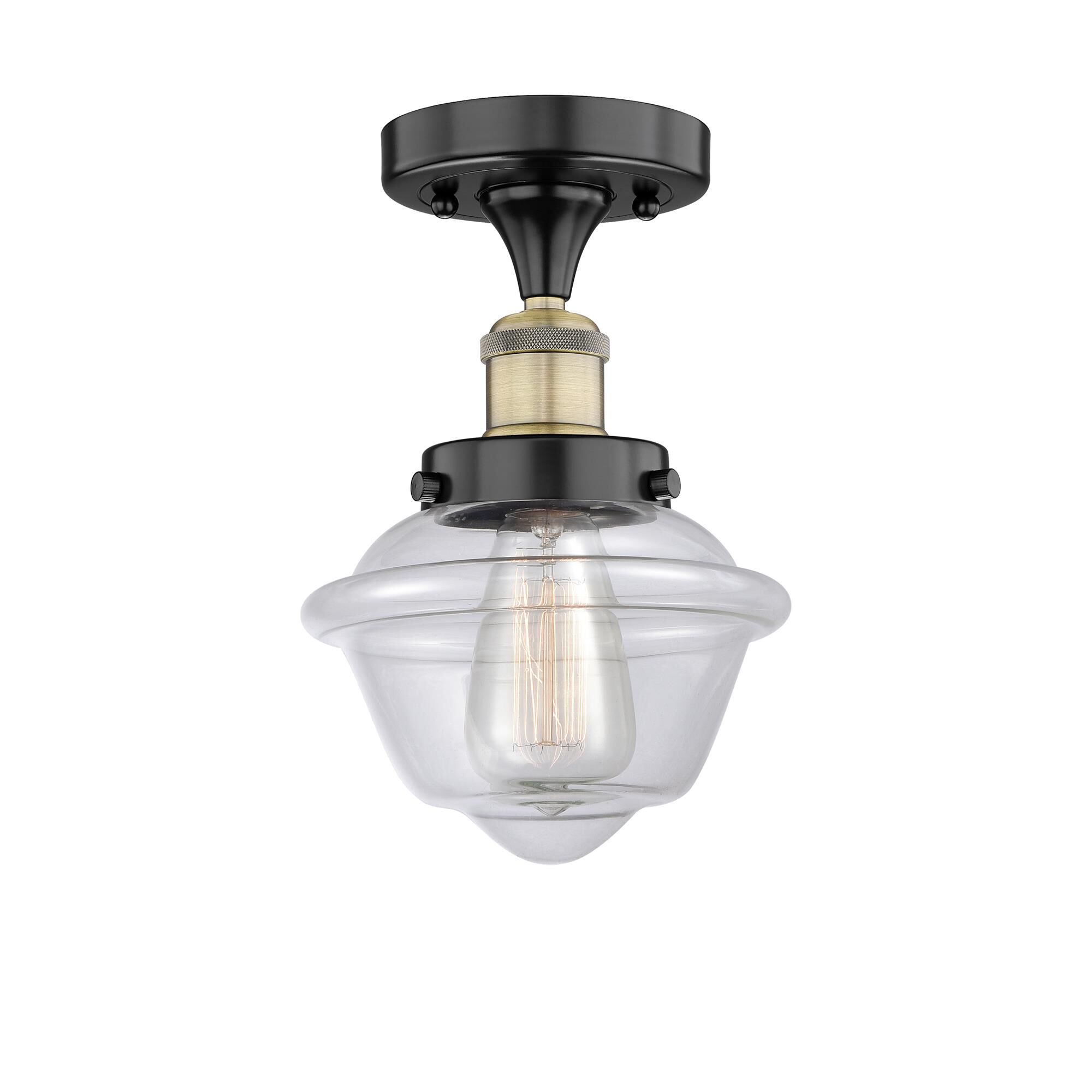 Shown in Black Antique Brass finish and Clear glass