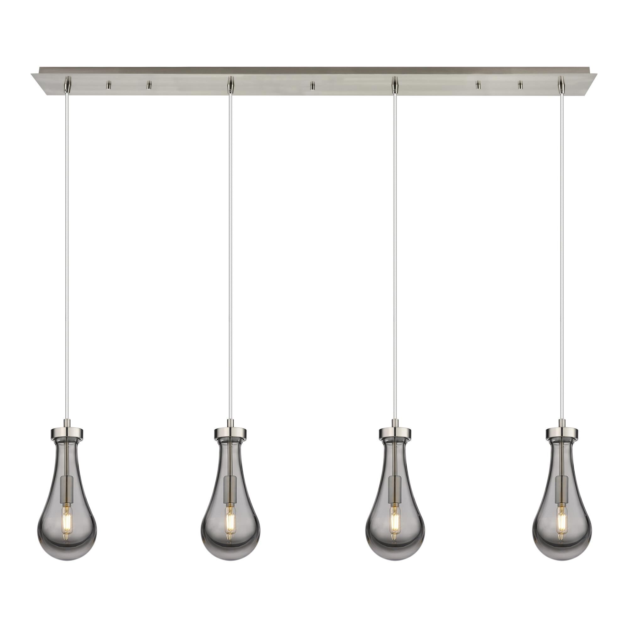 Shown in Brushed Satin Nickel finish and Light Smoke glass and Light Smoke Glass shade