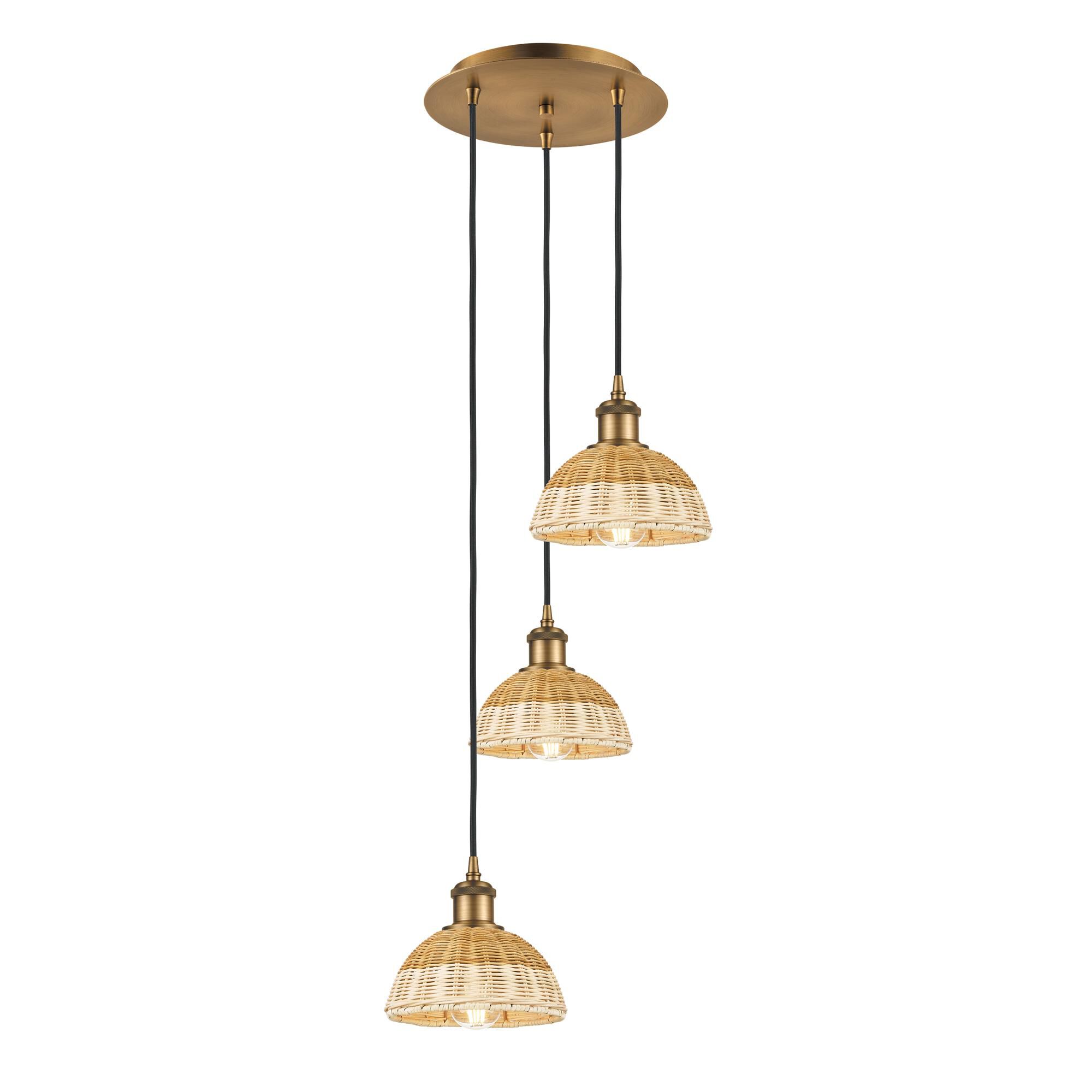 Shown in Brushed Brass finish and Natural shade