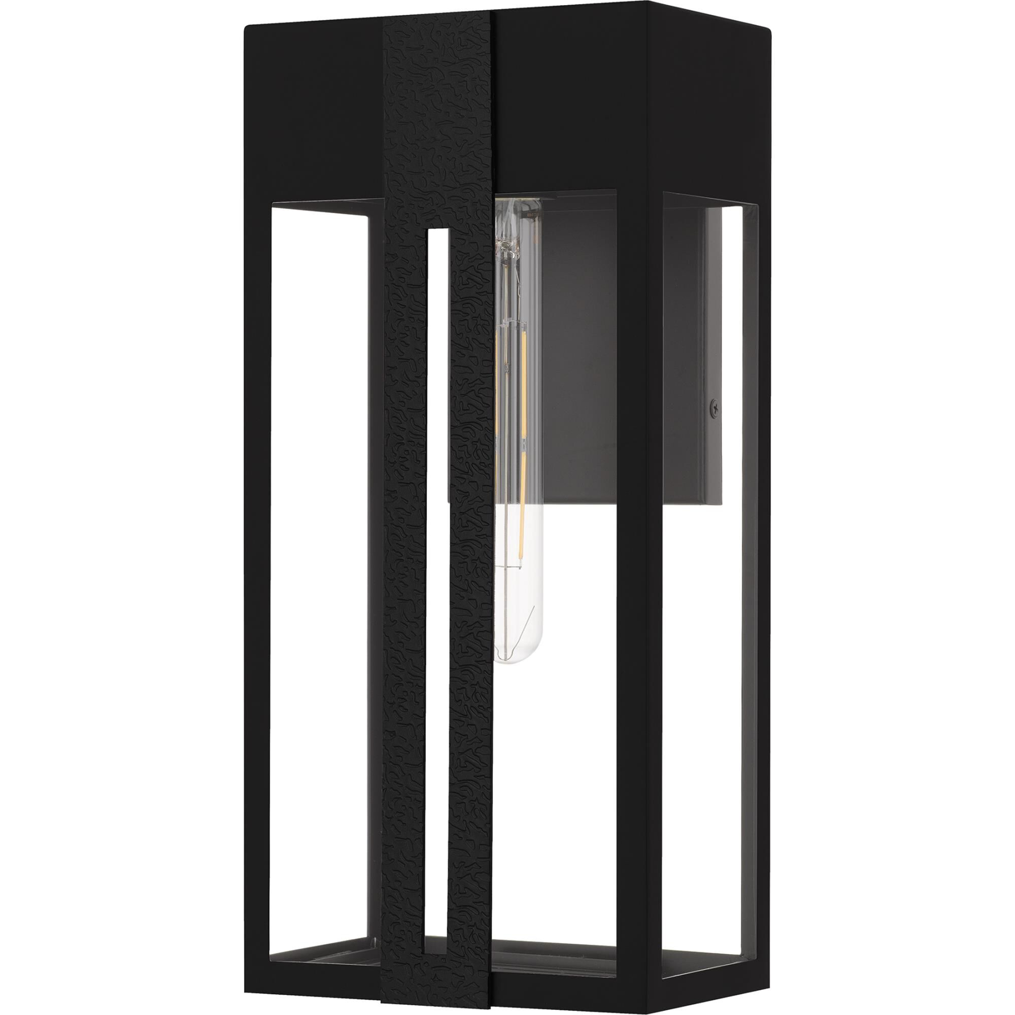 Shown in Matte Black finish and Clear Glass, Clear Tempered Glass shade