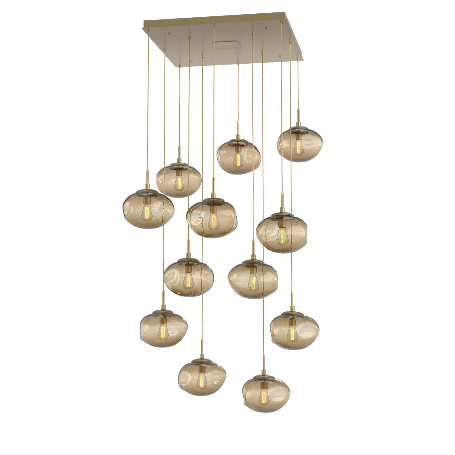 Shown in Gilded Brass finish and Blown Bronze glass