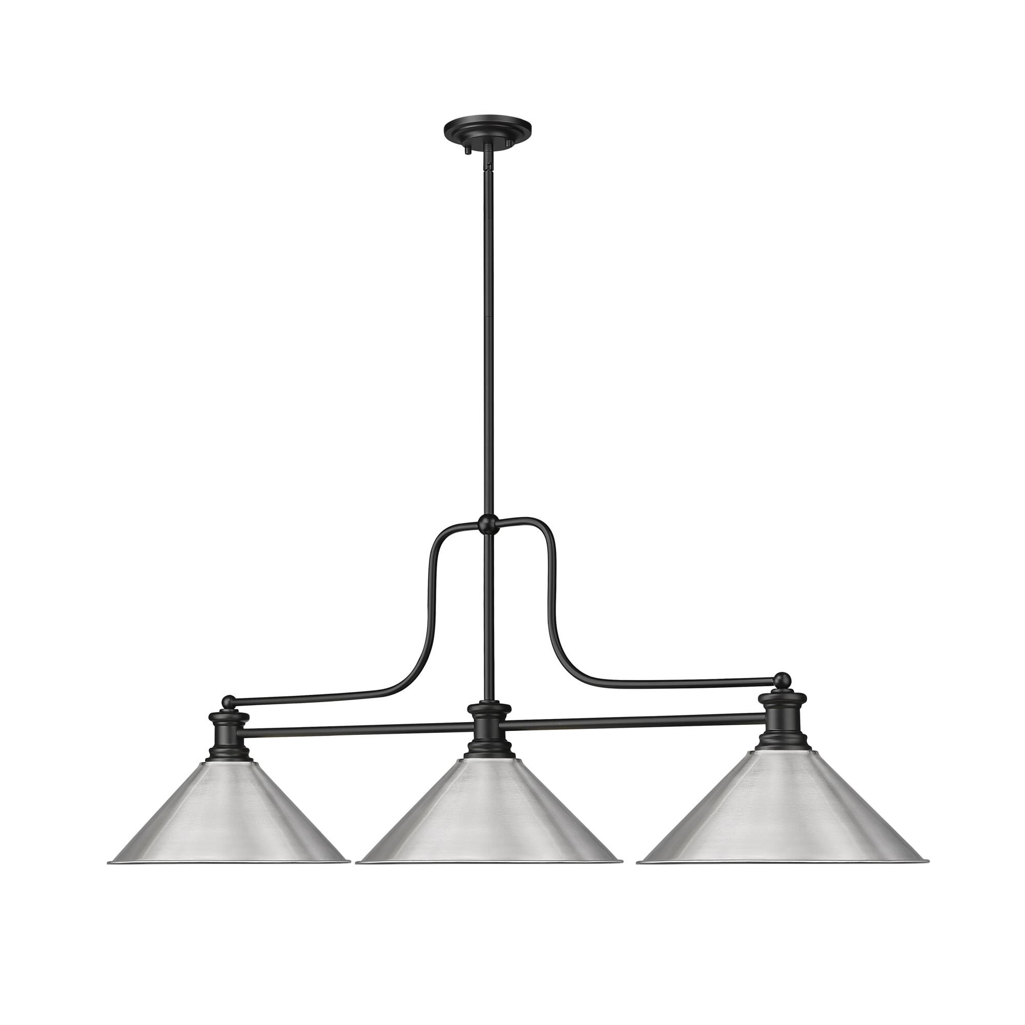 Shown in Matte Black finish and Brushed Nickel shade