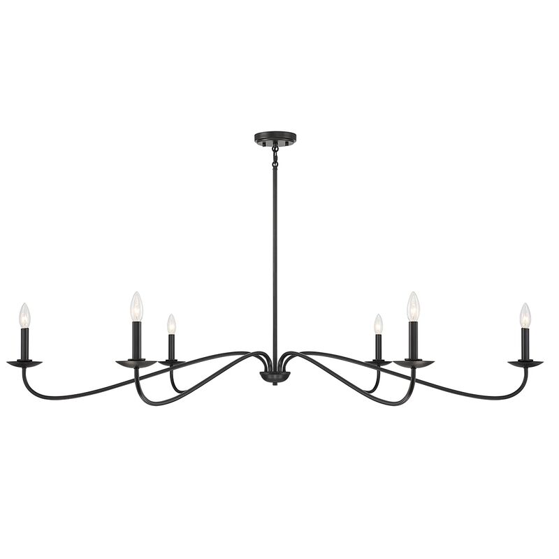 62 Inch 6 Light Chandelier by Meridian Lighting