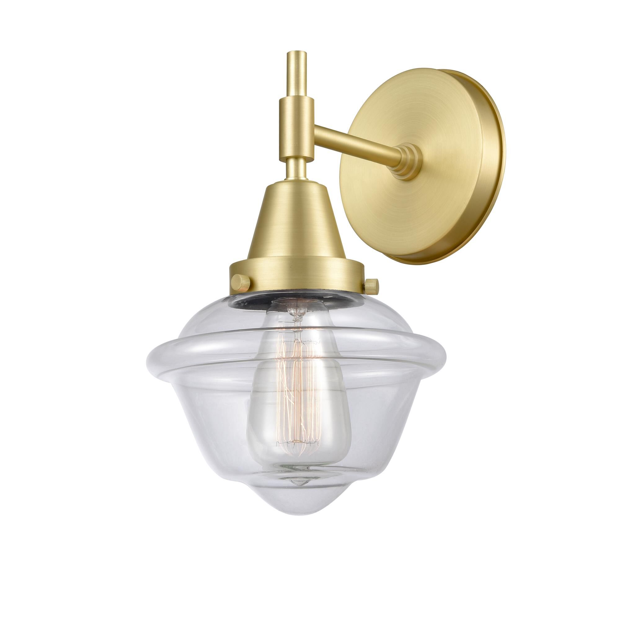 Shown in Satin Brass finish and Clear Large Cone glass