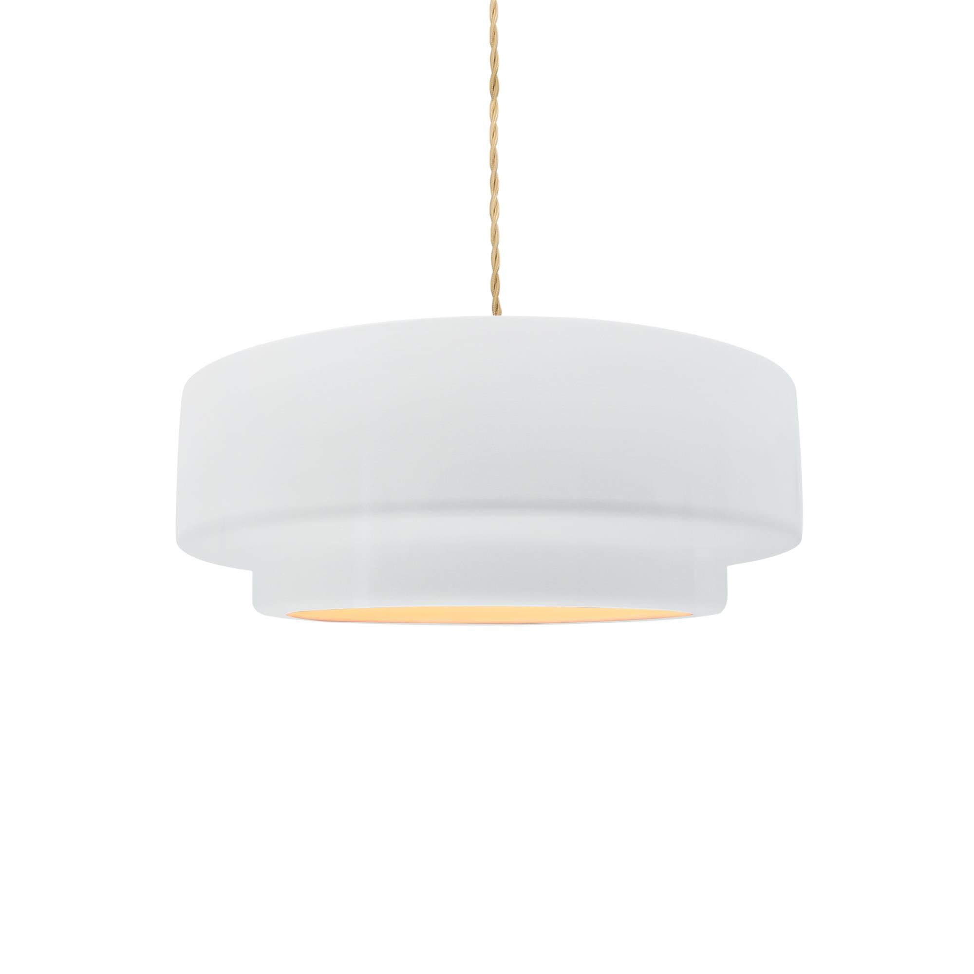 Shown in Brushed Nickel finish and Gloss White shade