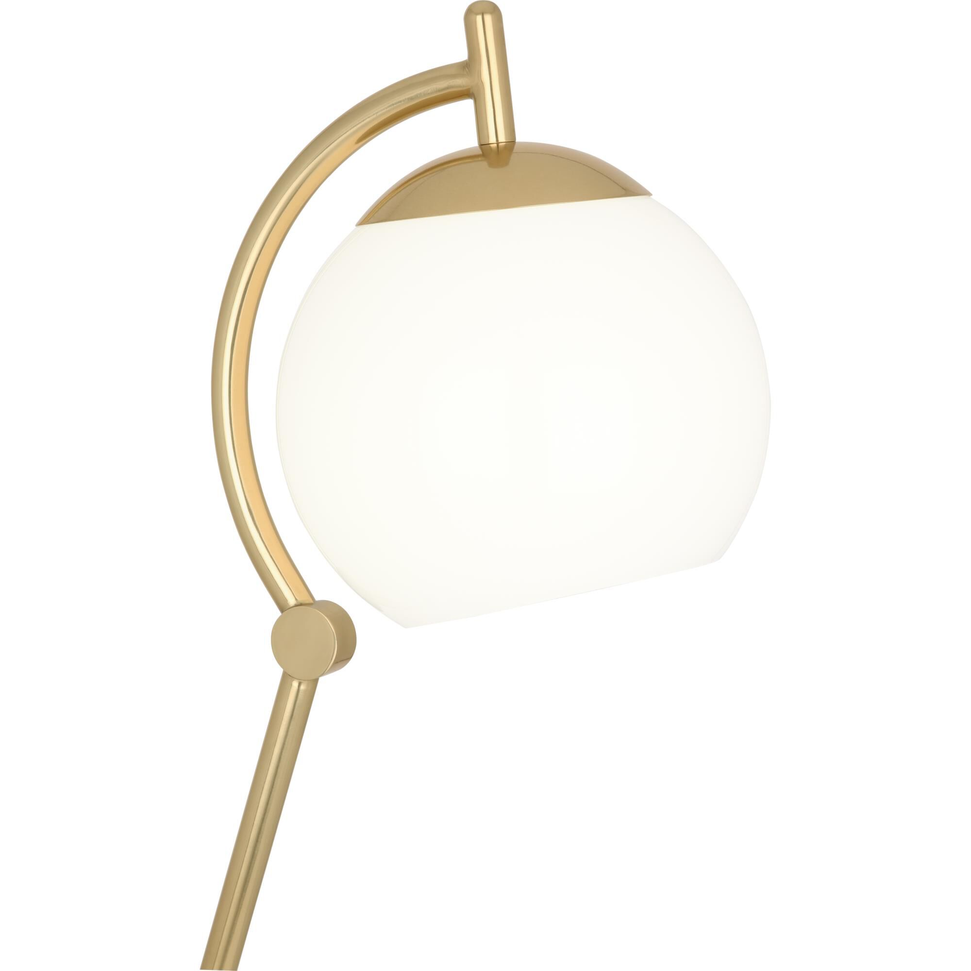 Shown in Modern Brass finish and White Cased glass