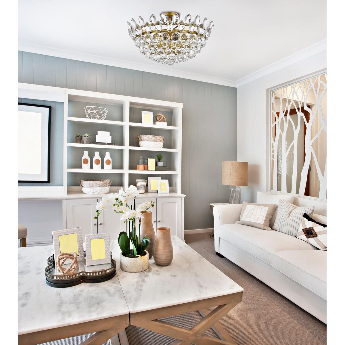 Shown in Brass finish and Royal Cut Clear crystal