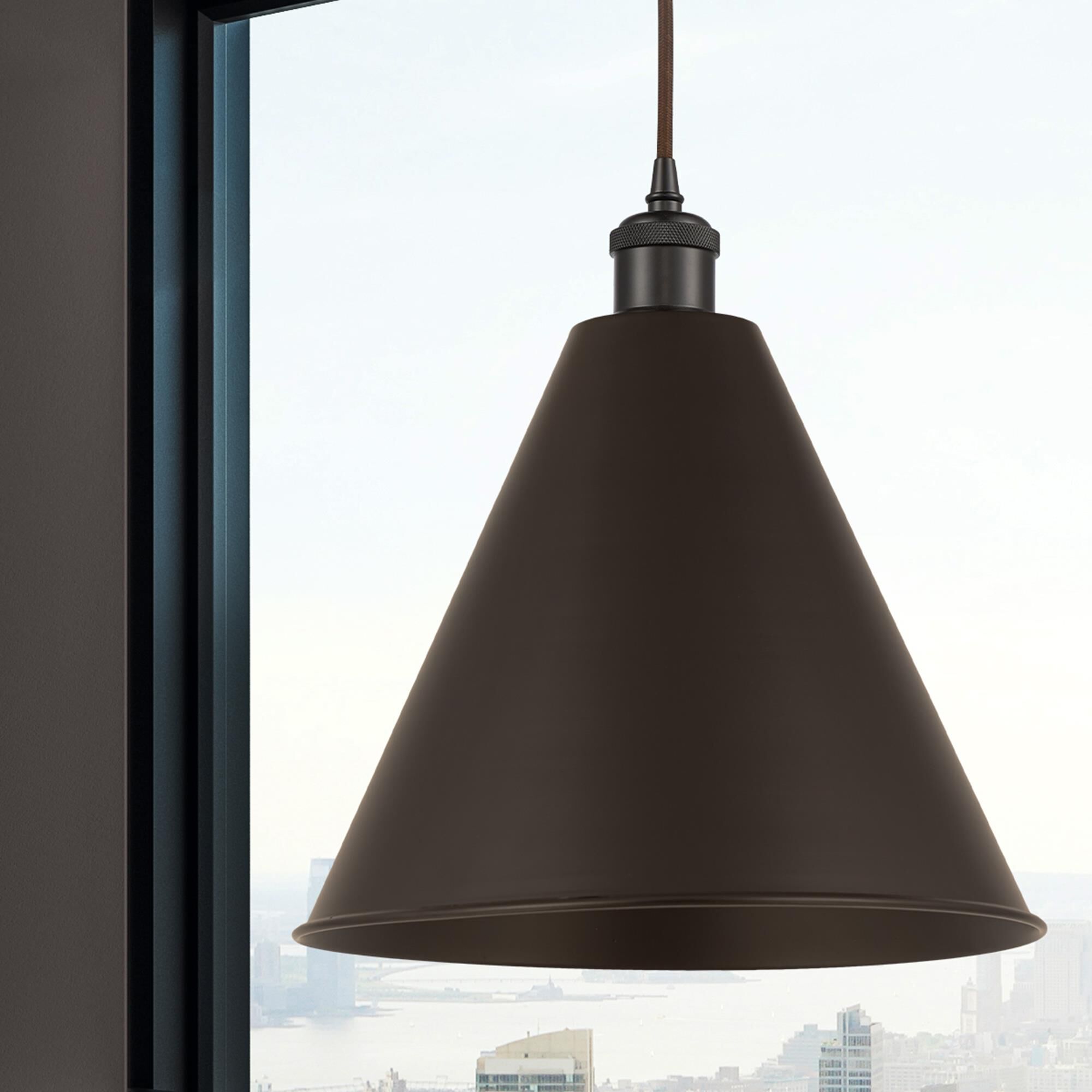 Shown in Oil Rubbed Bronze finish and Oil Rubbed Bronze Ballston Cone shade
