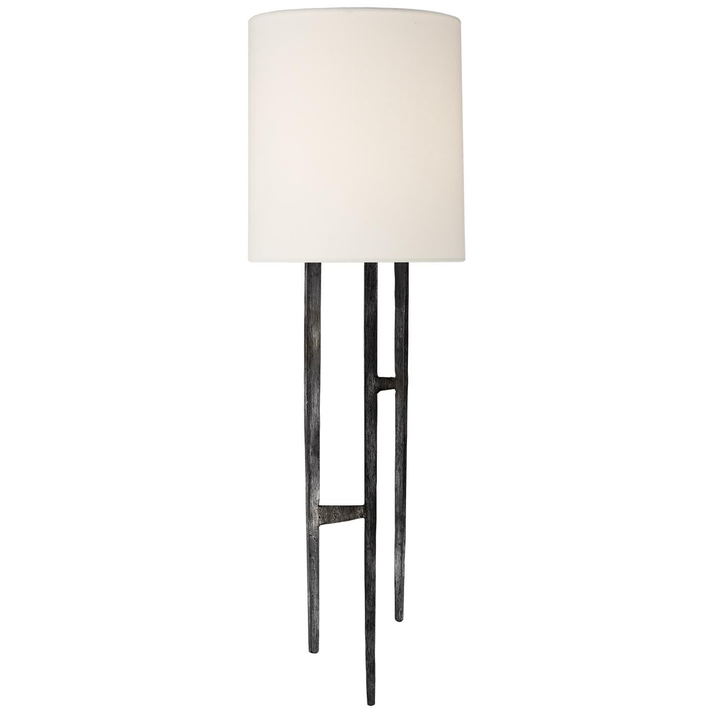 Shown in Aged Iron finish and Linen shade