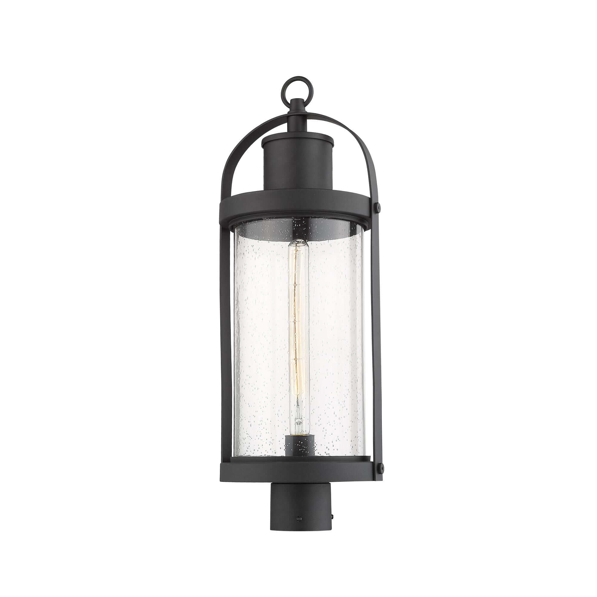 Shown in Black finish and Glass shade