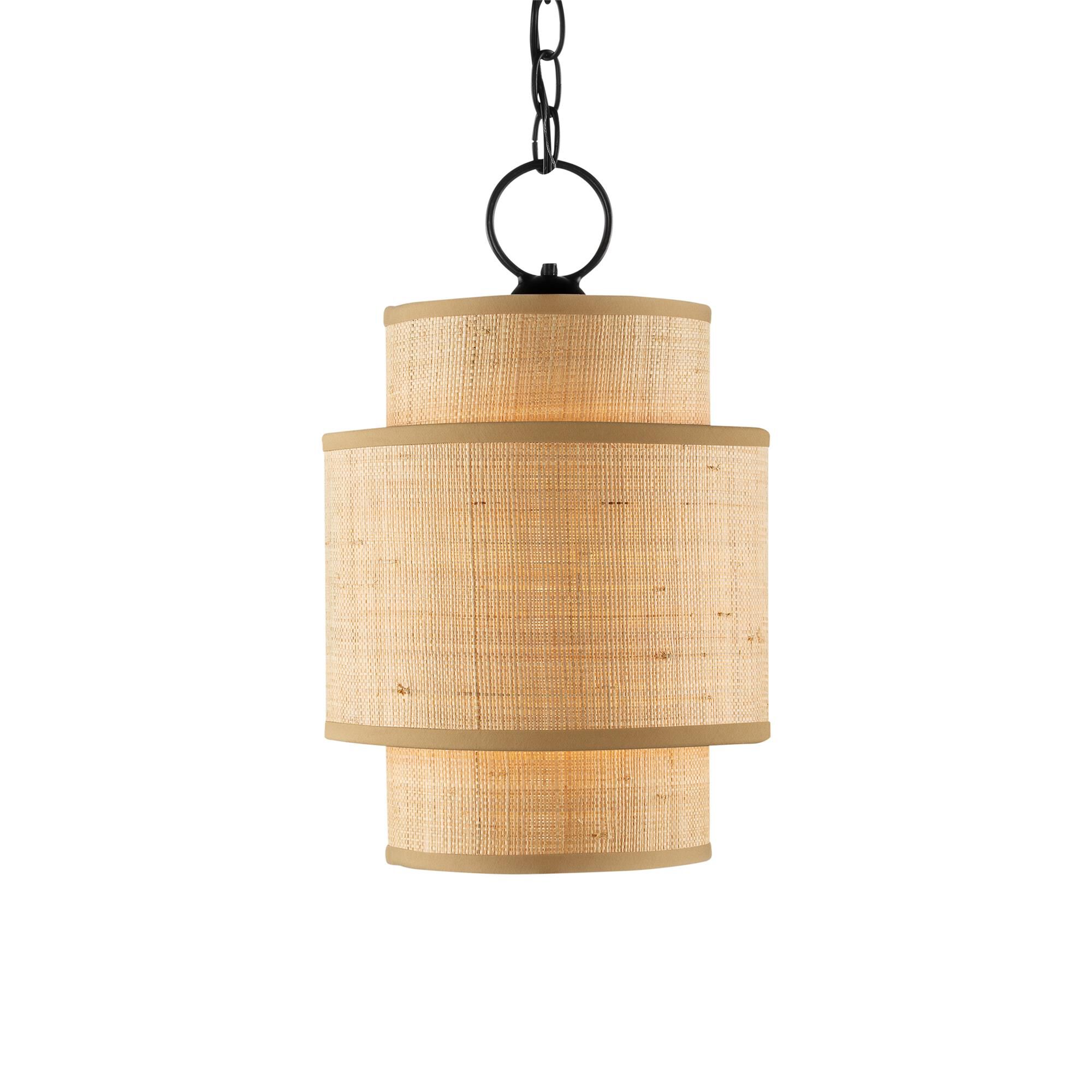 Shown in Satin Black/Natural finish and Grass Cloth shade