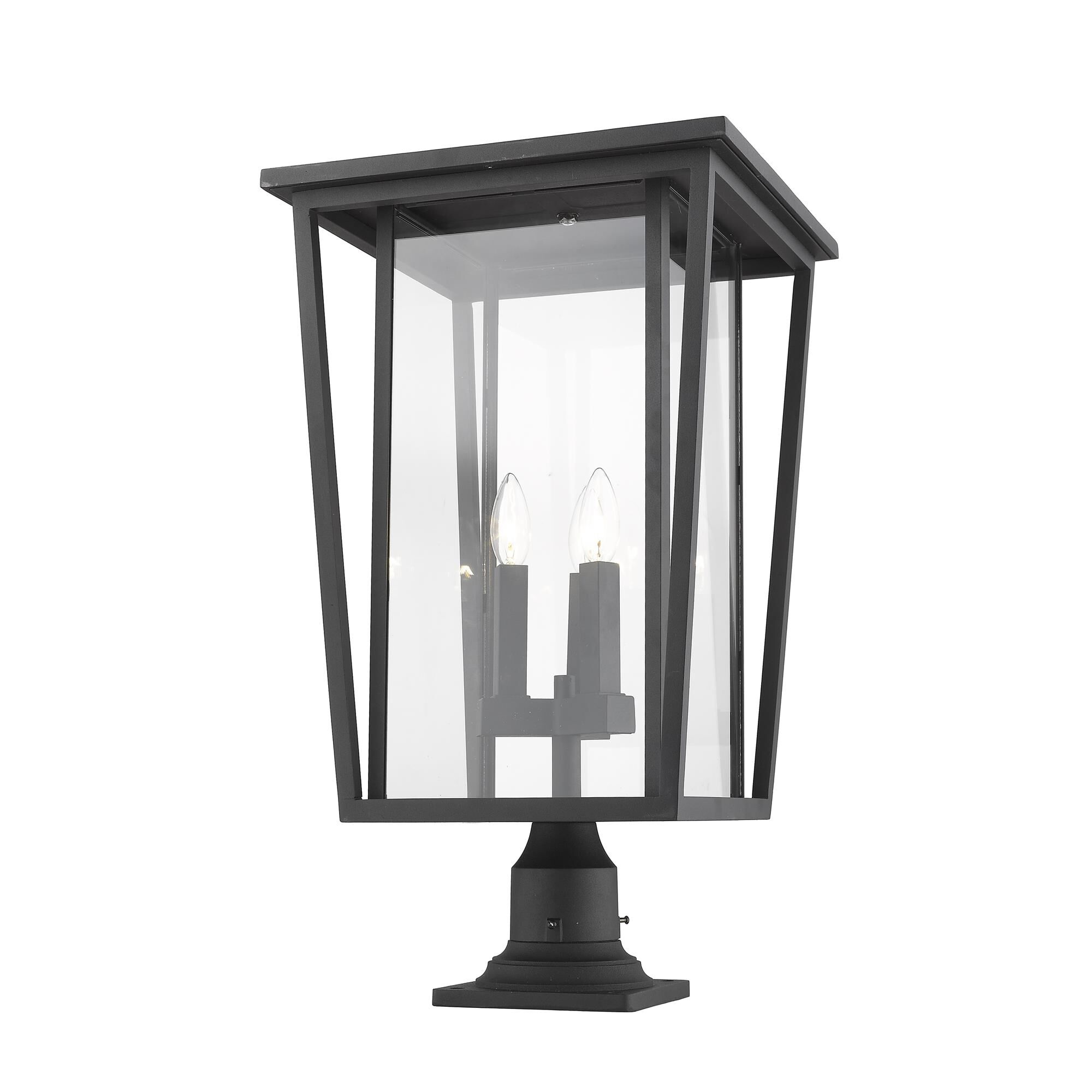 Shown in Black finish and Glass shade