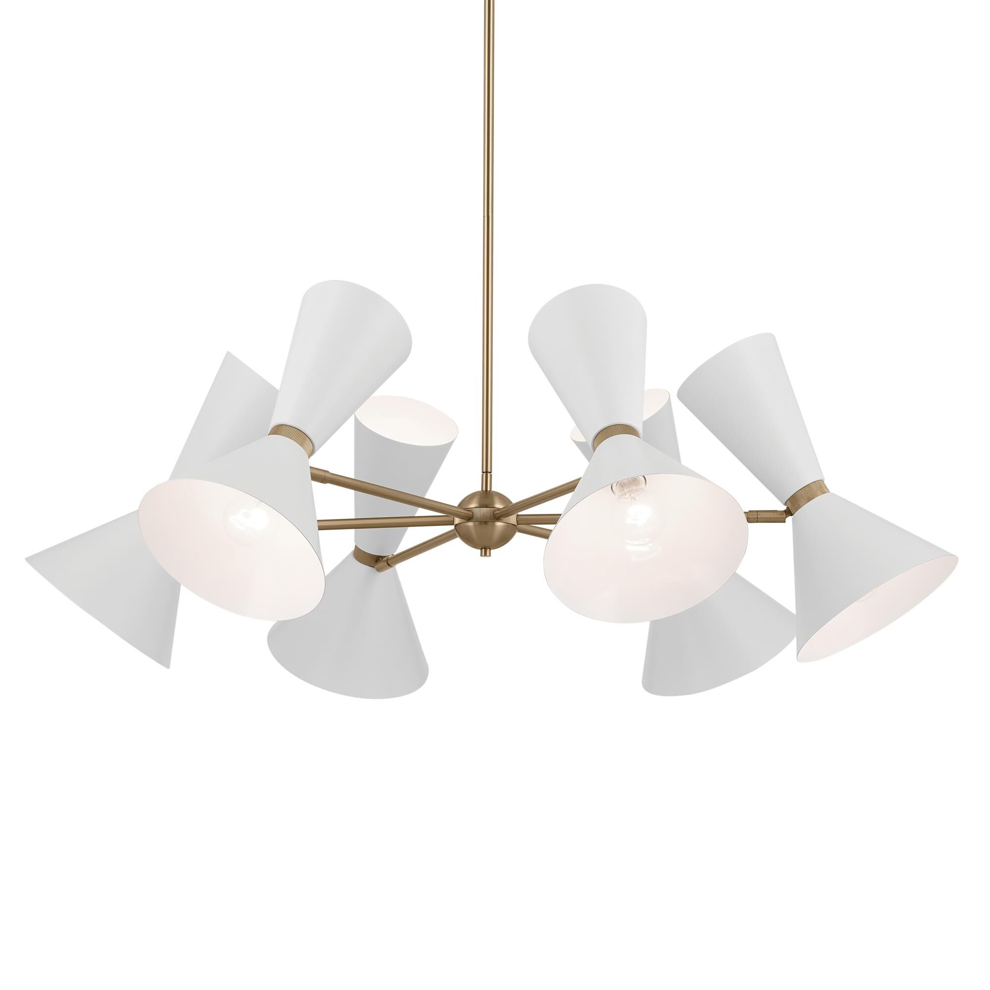 Shown in Champagne Bronze with White finish and Metal and Cone shade