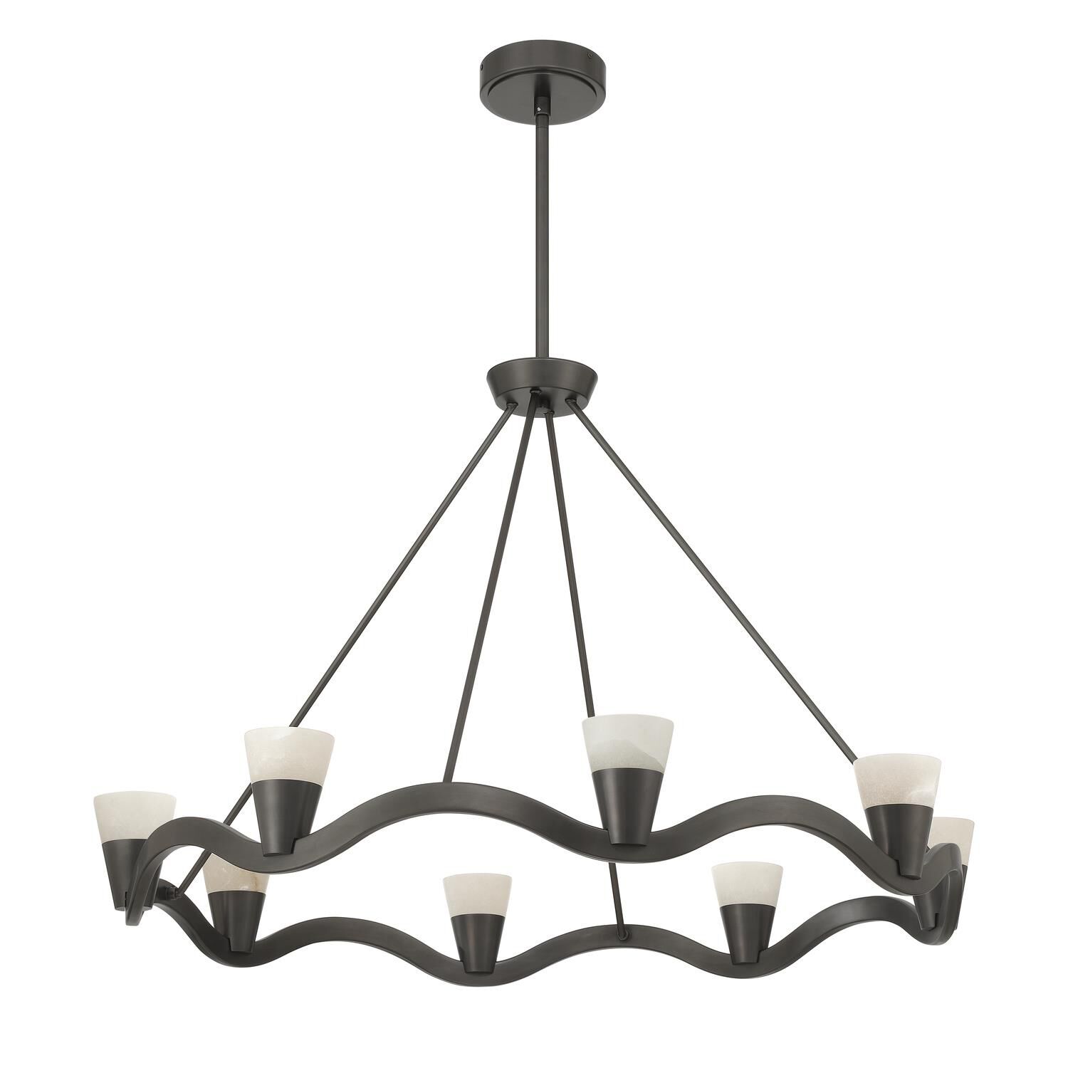 Shown in Bronze Noir finish and Alabaster crystal and Alabaster glass and Alabaster shade