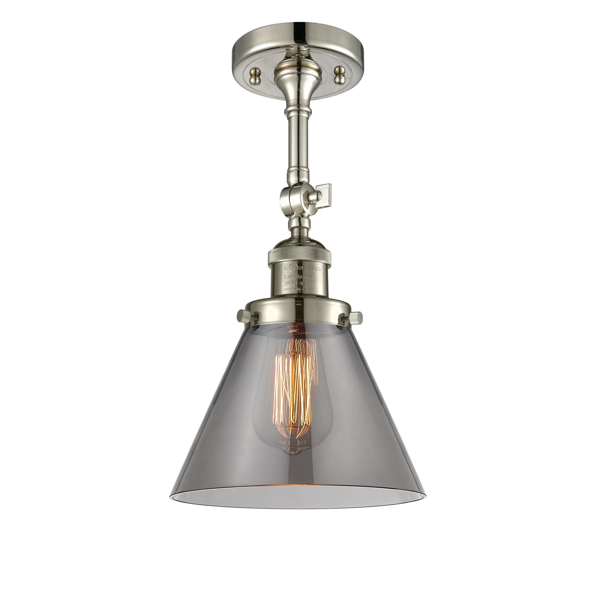 Shown in Polished Nickel finish and Smoked glass and None accent