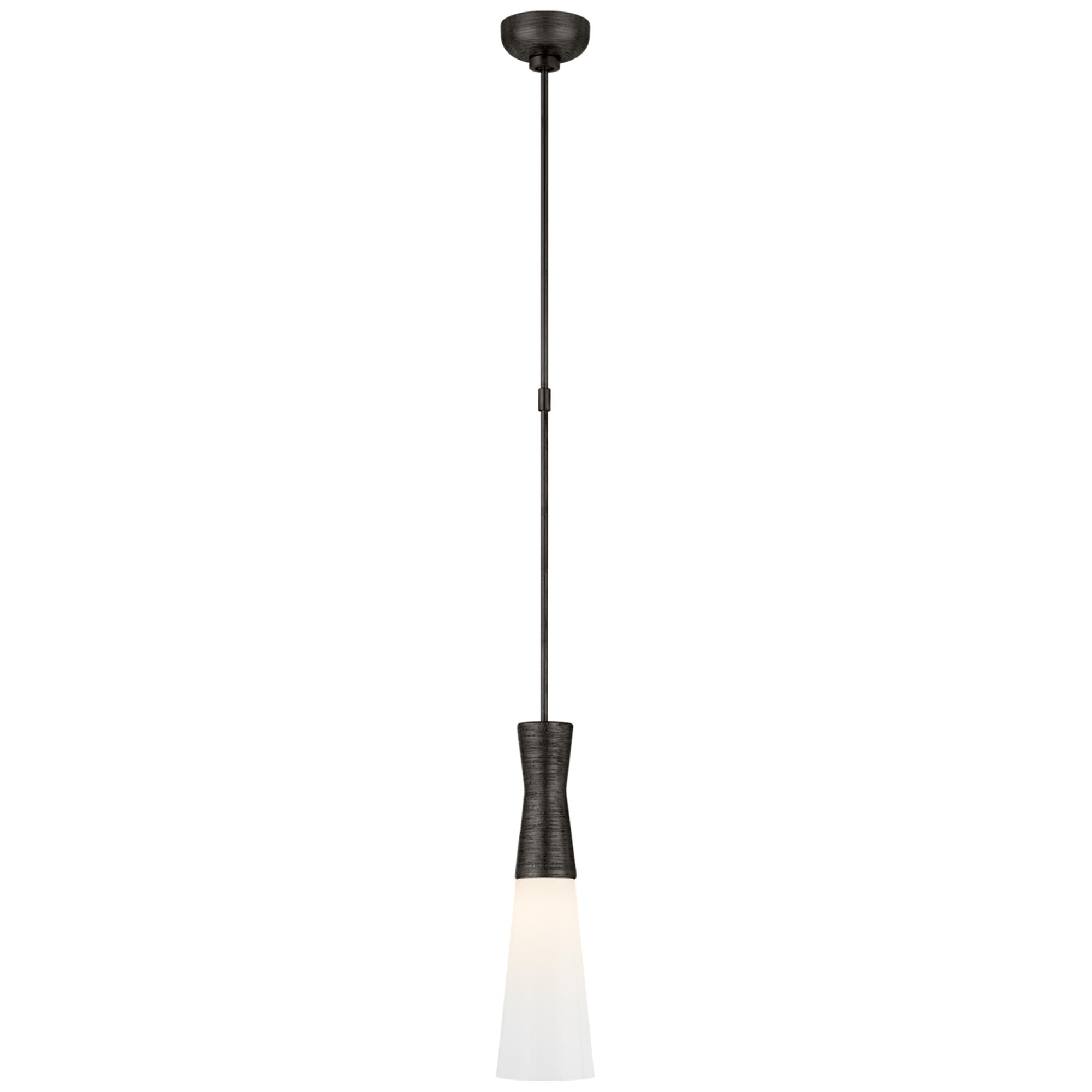Shown in Aged Iron finish and White  glass