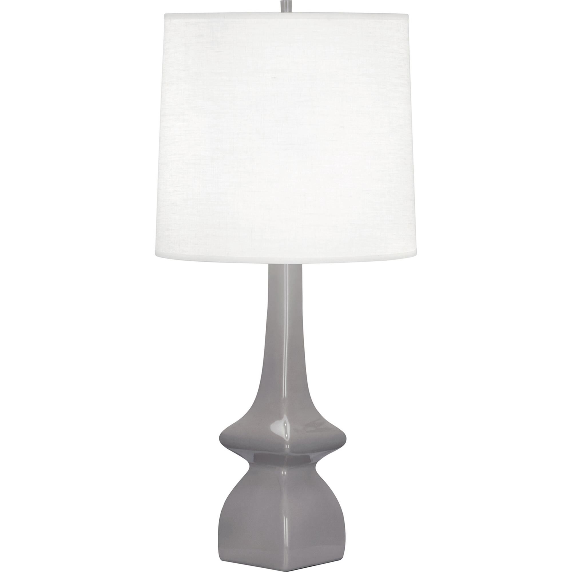 Shown in Smokey Taupe Glazed Ceramic finish and Oyster Linen shade