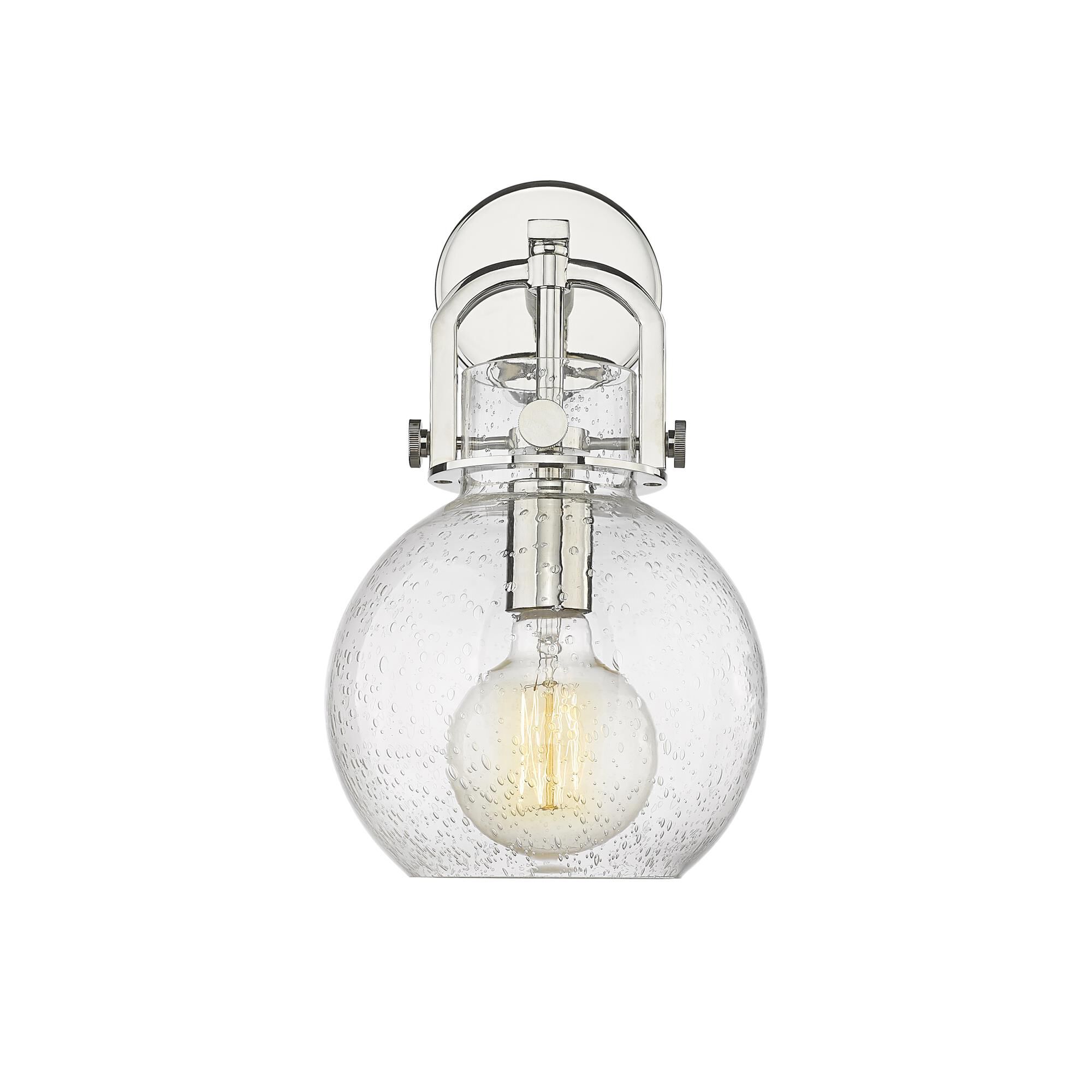 Shown in Polished Nickel finish and Seedy glass