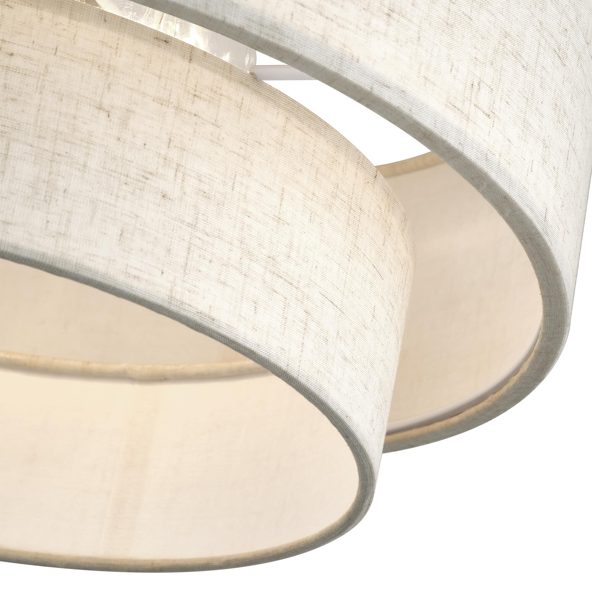 Shown in Antique Brass finish and Hand Crafted Oatmeal Color Fabric with White Color Inside shade