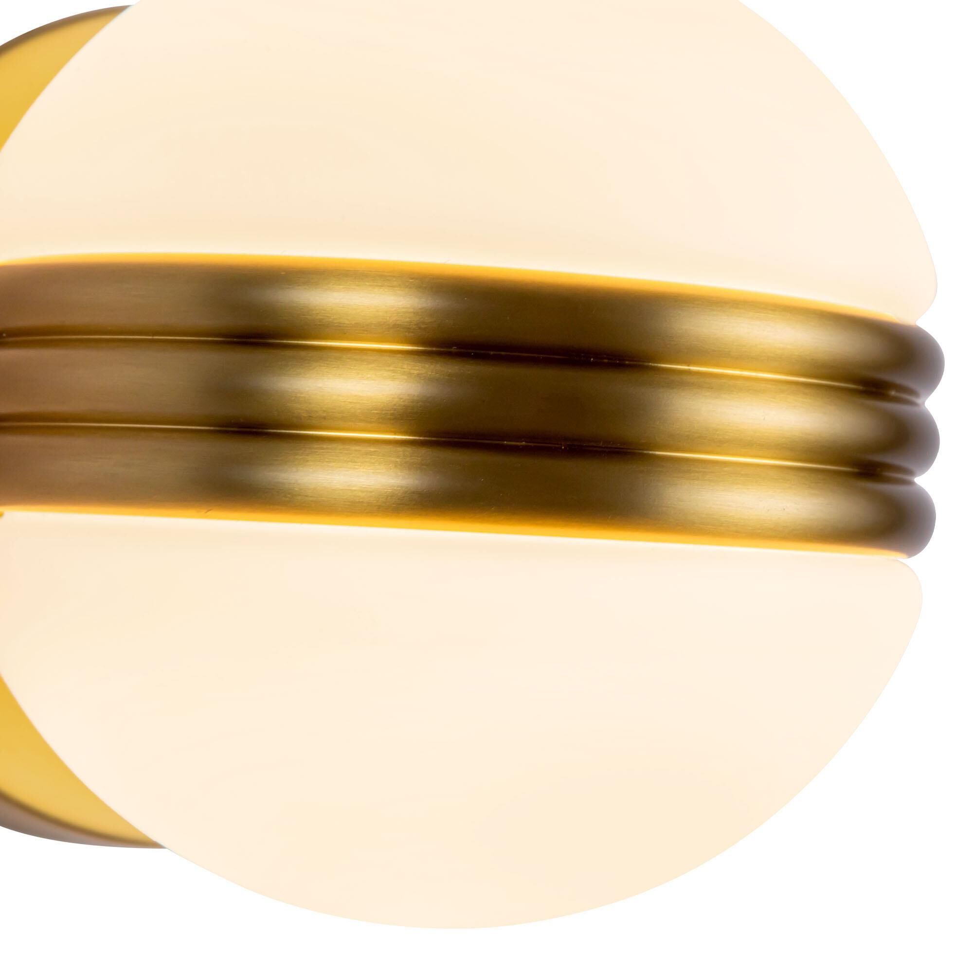 Shown in Brushed Gold finish and Matte Opal glass