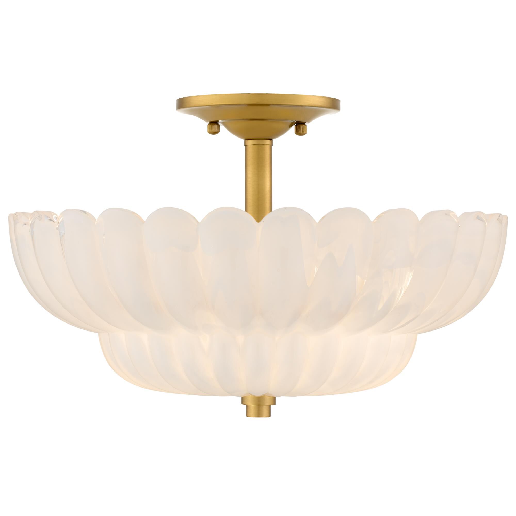 Shown in Brushed Gold finish and Alabaster Glass shade