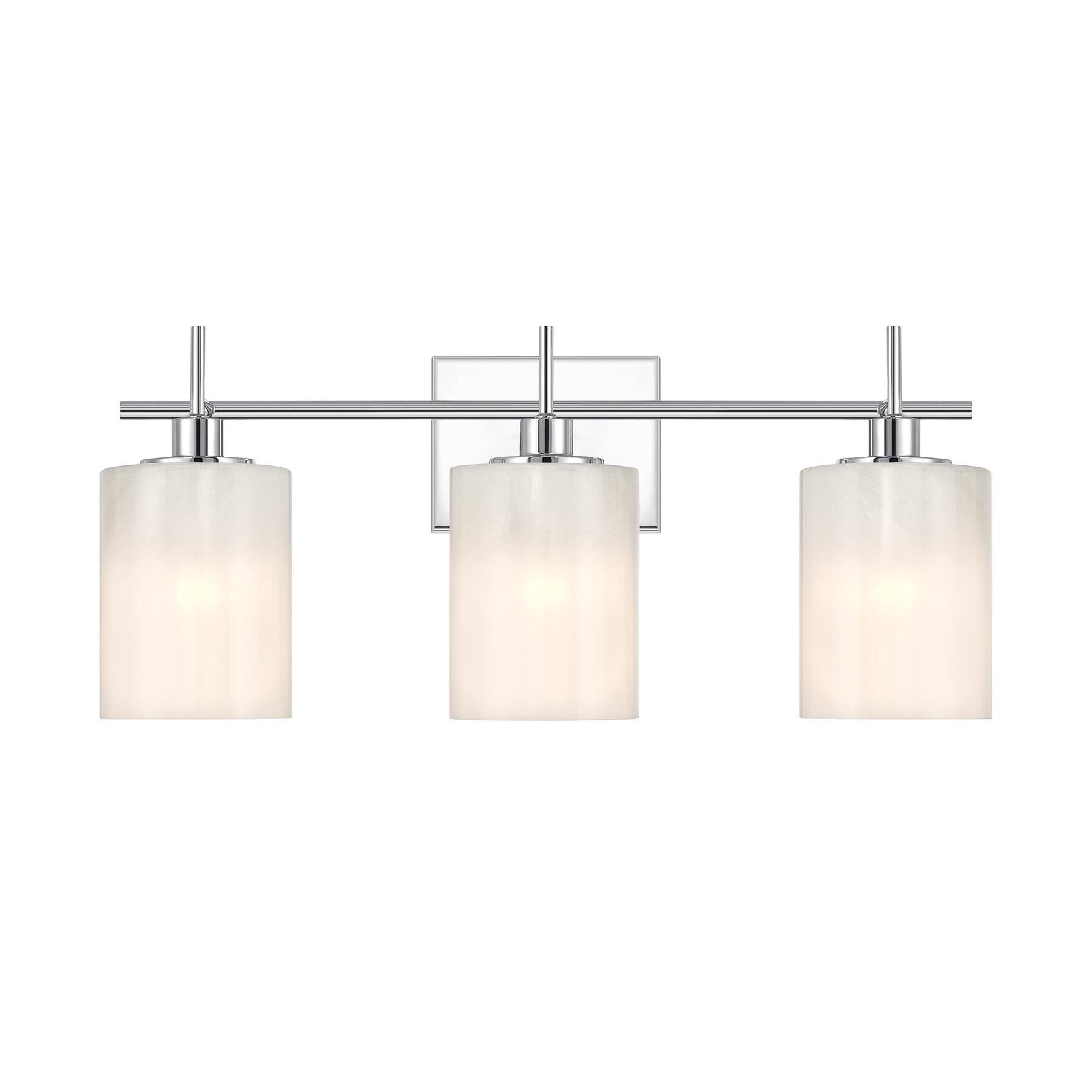 Shown in Chrome finish and White Strie glass and Glass shade