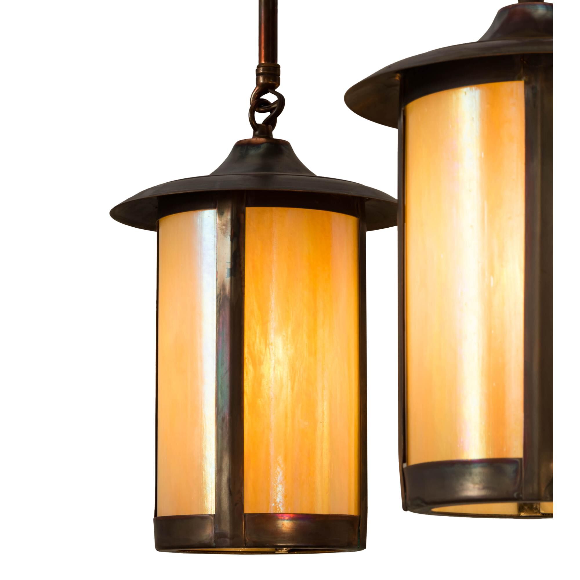 Shown in Vintage Copper Finish finish and Beige;Iridescent glass