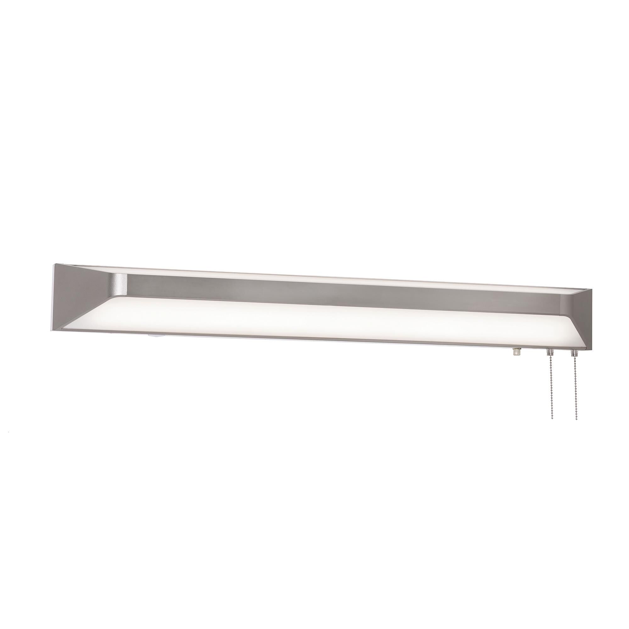 Shown in Satin Nickel finish and White Acrylic shade