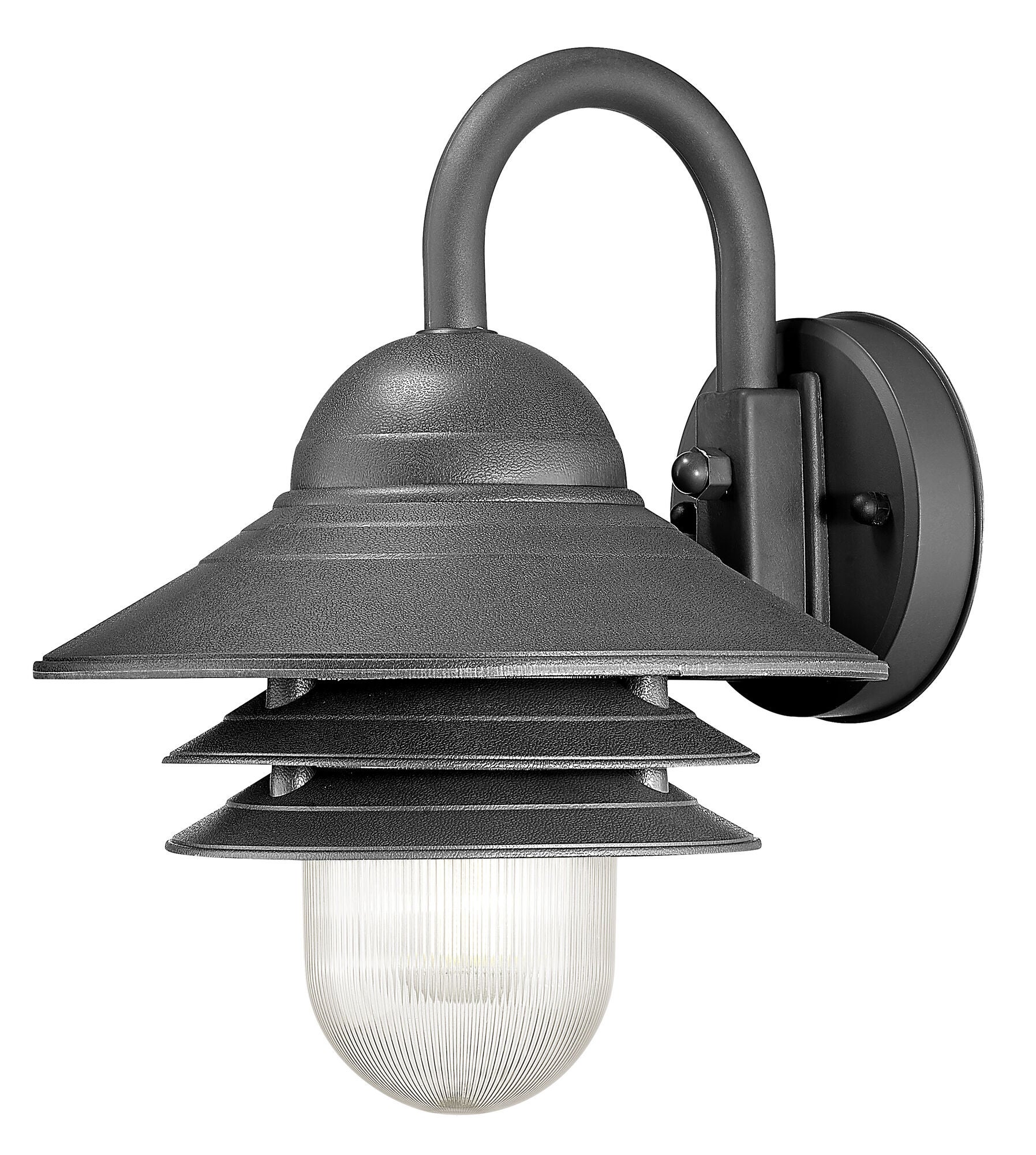 Shown in Matte Black finish and Clear glass and Clear Prismatic Acrylic Globe shade