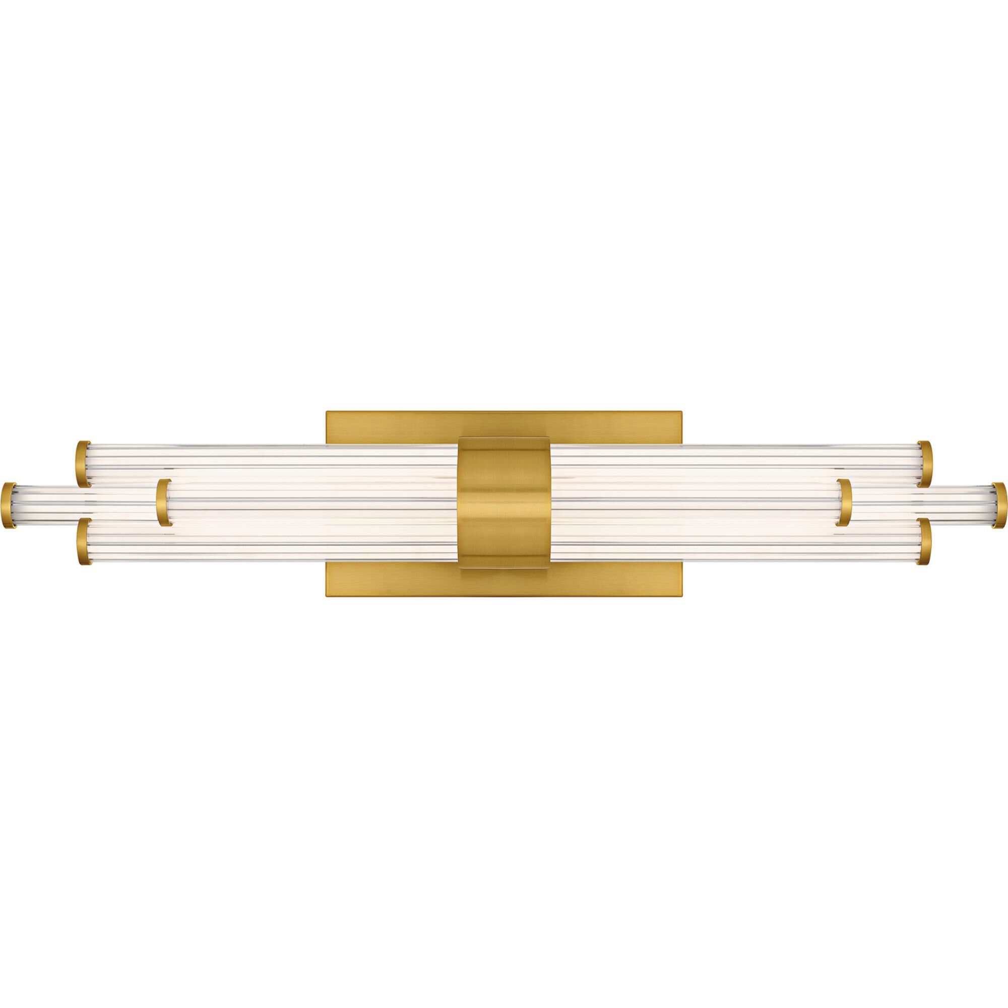 Shown in Brushed Gold finish and Clear Ribbed Acrylic shade