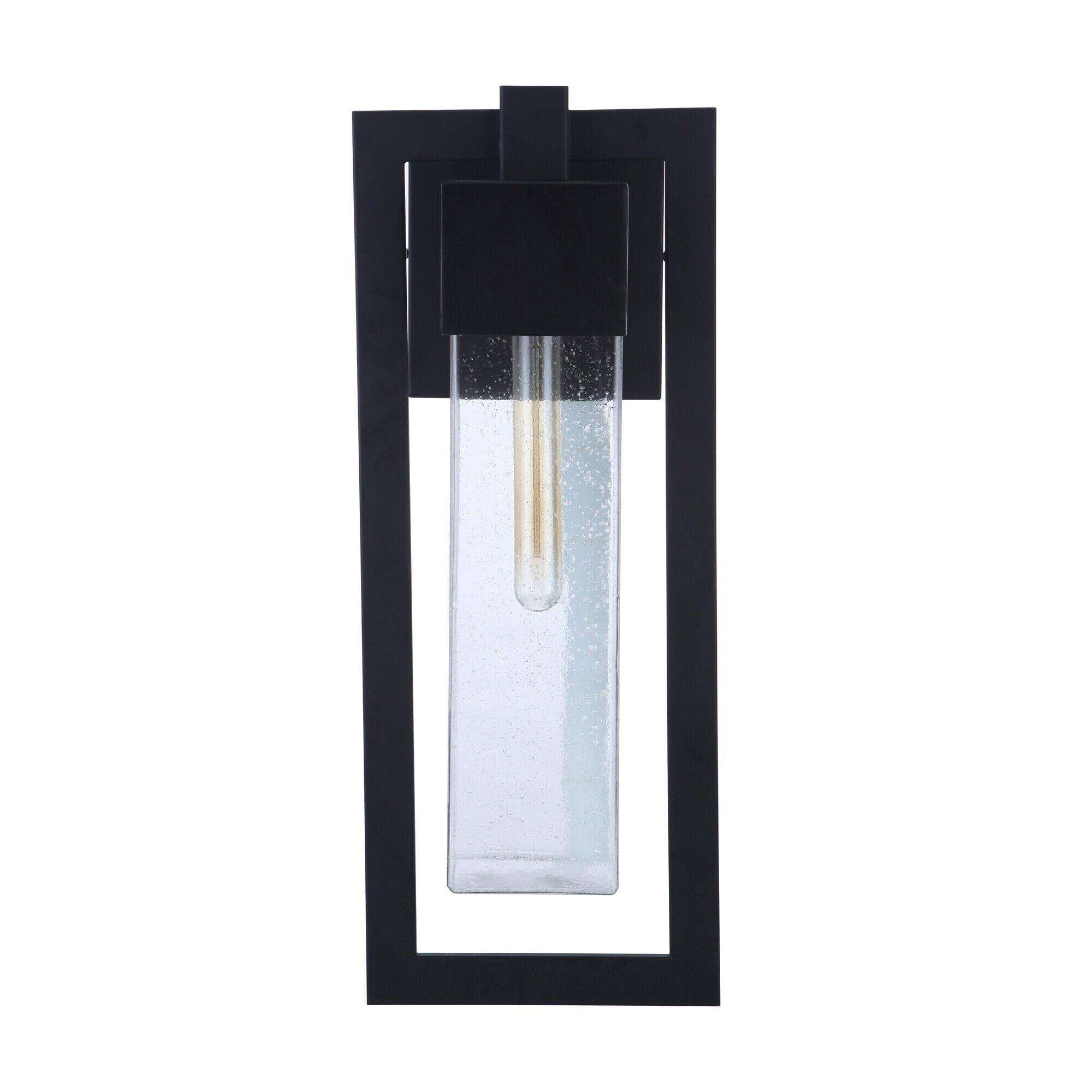 Shown in Midnight finish and Clear Seeded glass and Glass shade