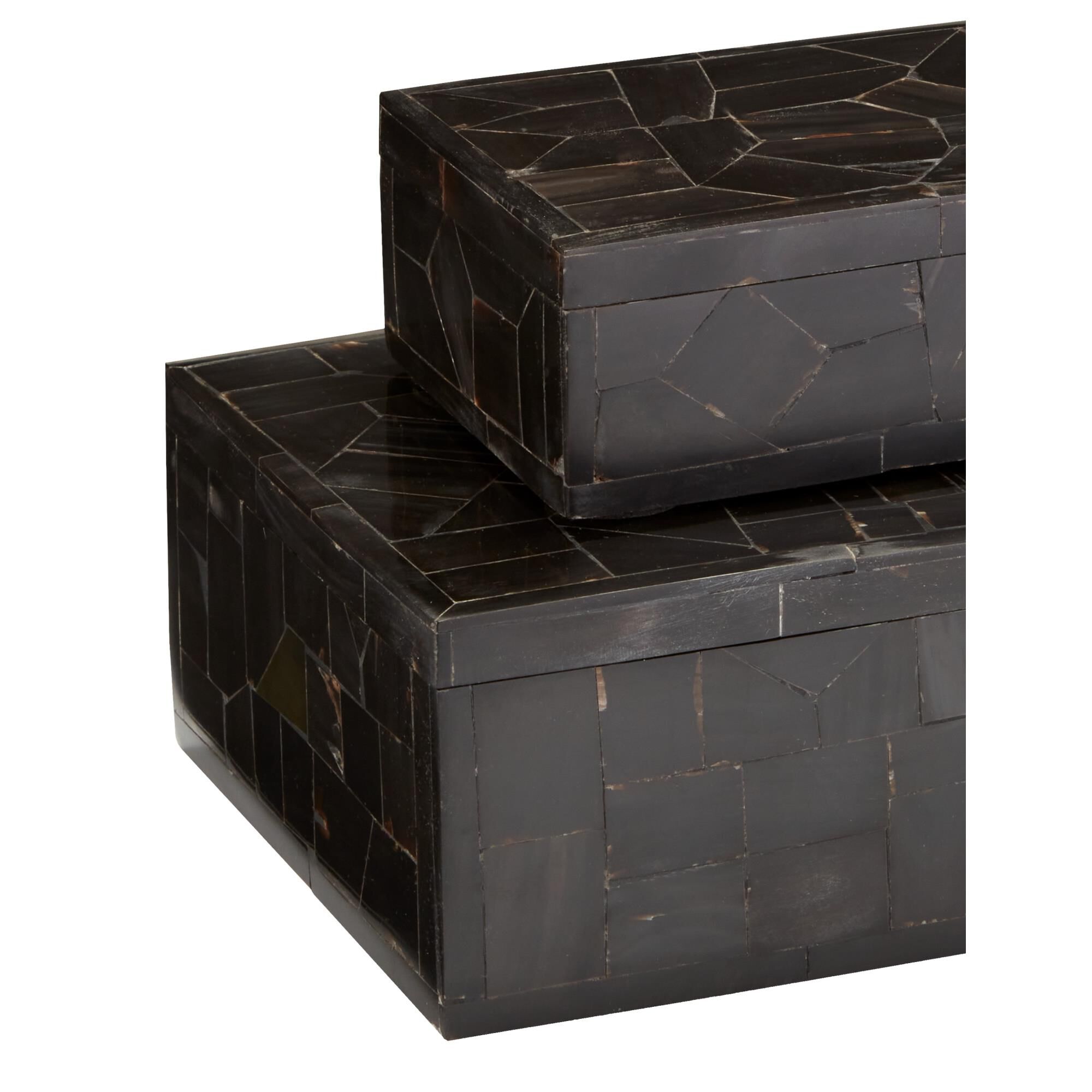 Black Bone Mosaic Box Set of 2 Accent Box by Currey and Company