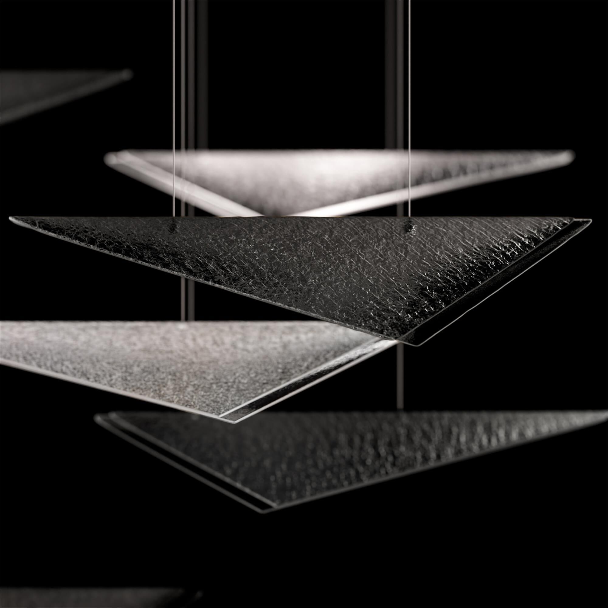 Shown in Gold finish and Smoke Hammered glass