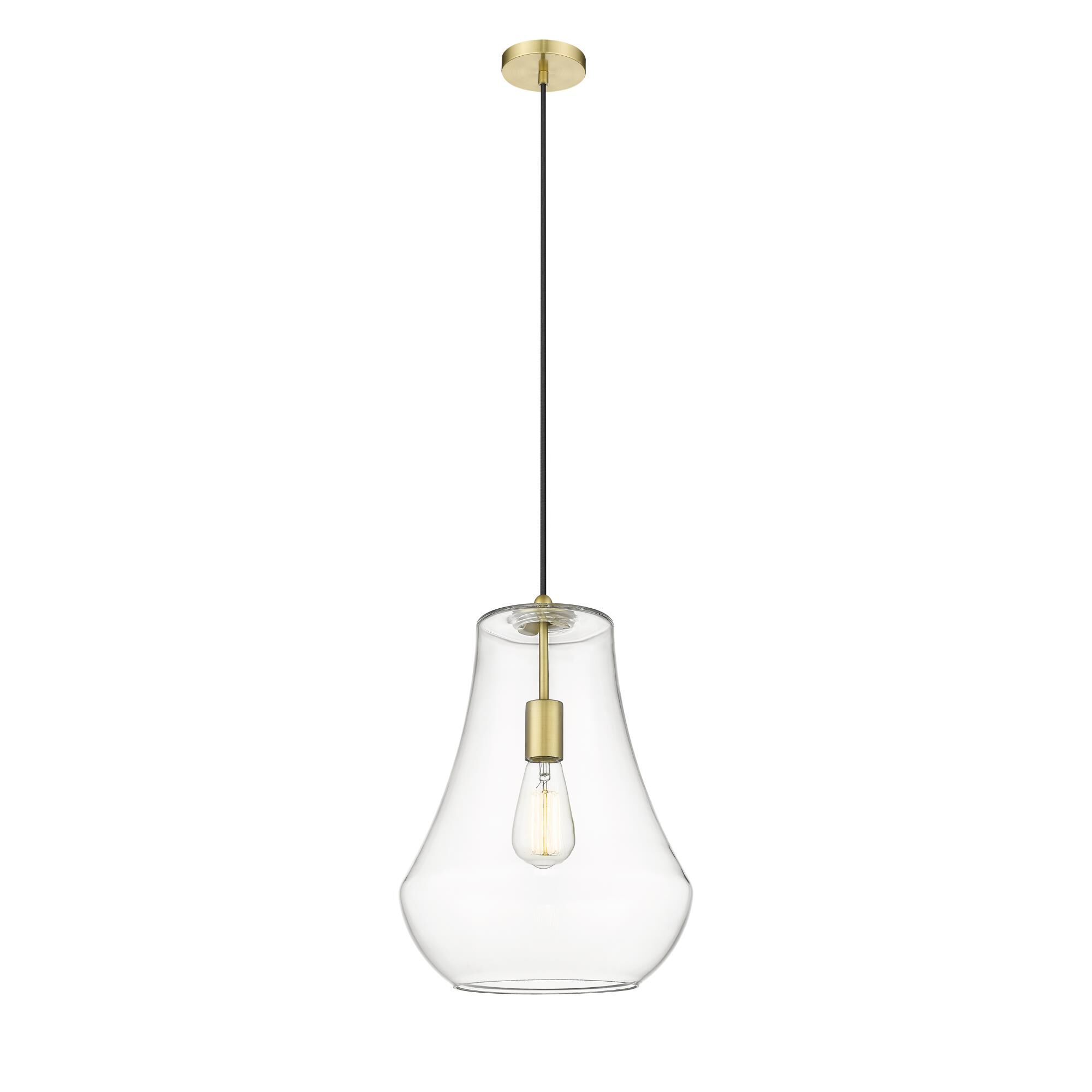 Shown in Satin Gold finish and Clear Fairfield glass and No Shade shade