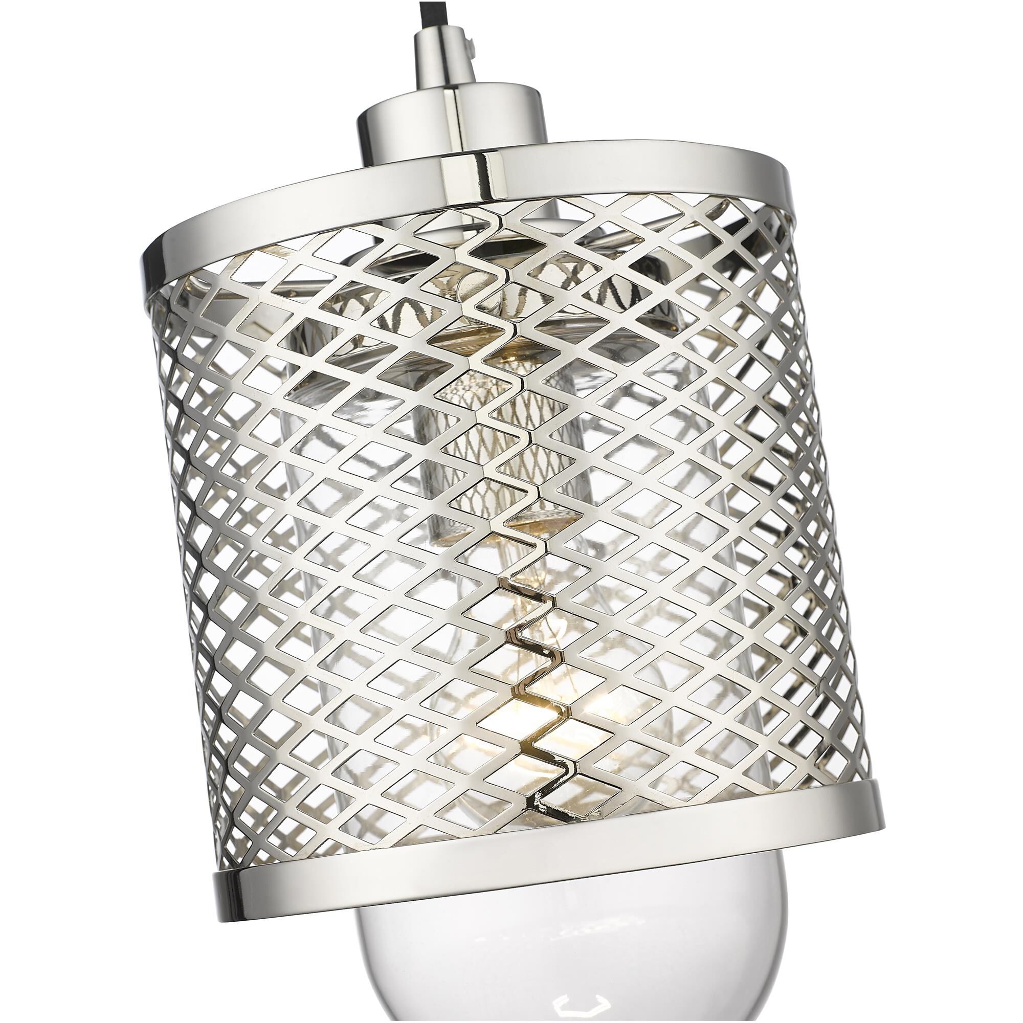 Shown in Polished Nickel finish and Clear glass