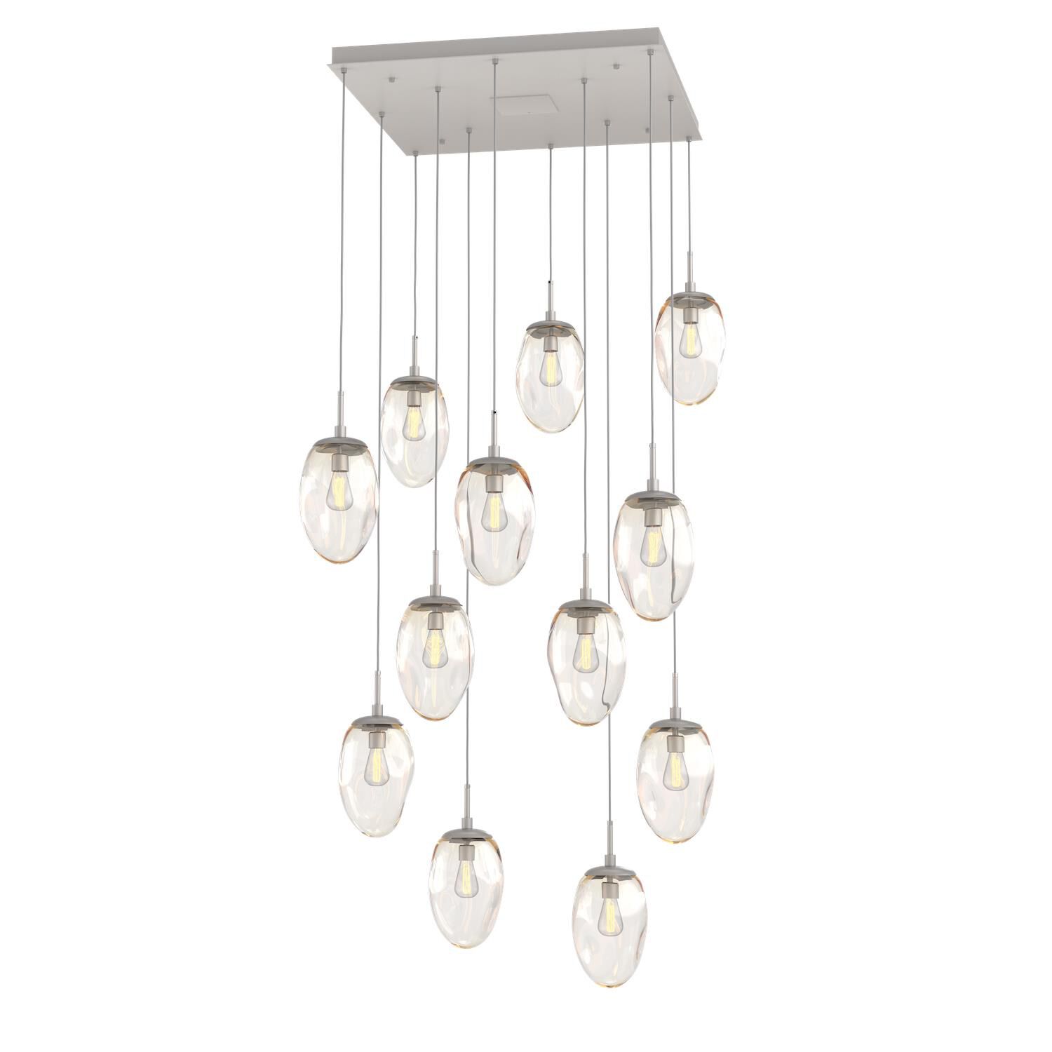 Shown in Metallic Beige Silver finish and Blown Amber glass