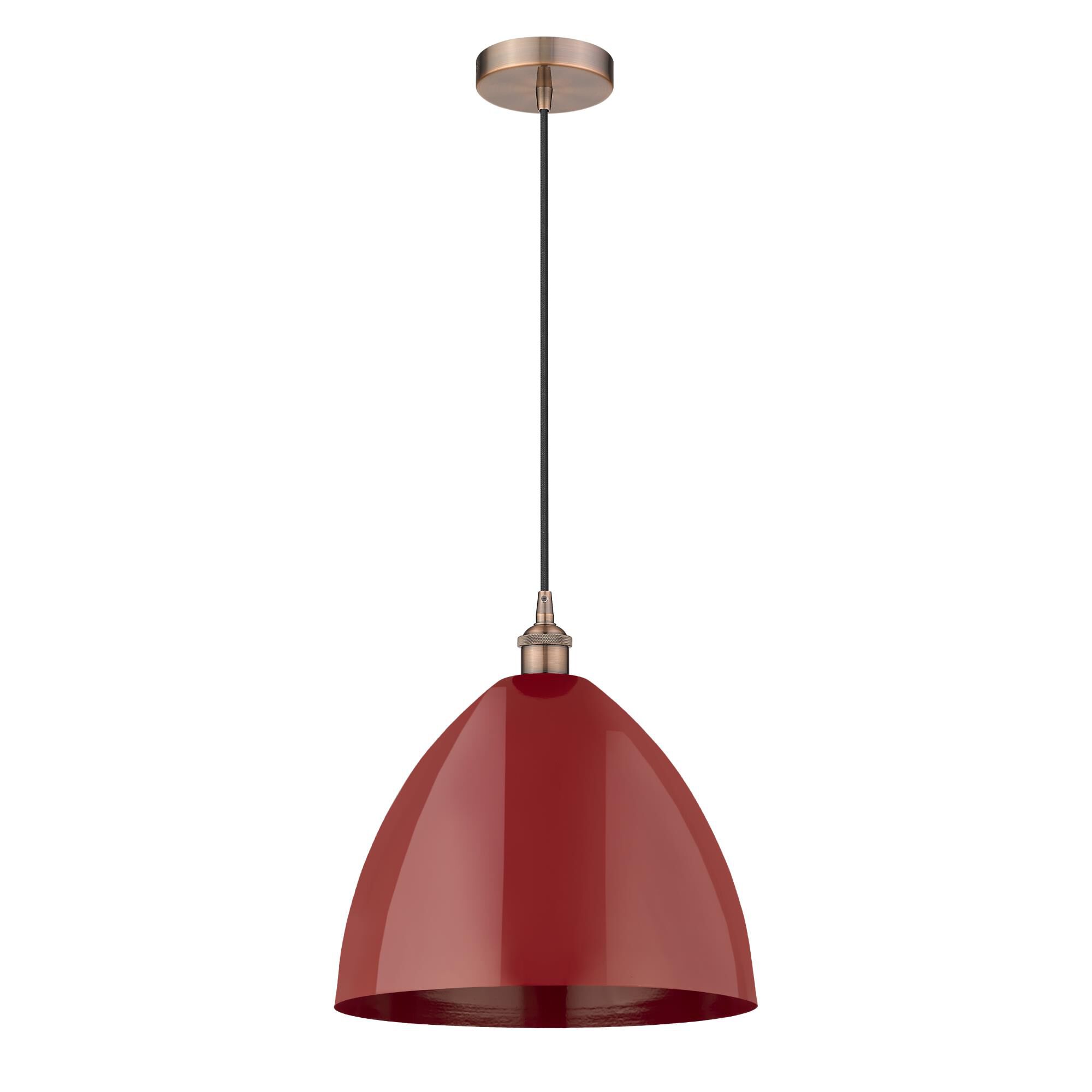 Shown in Antique Copper finish and Red Plymouth Dome shade