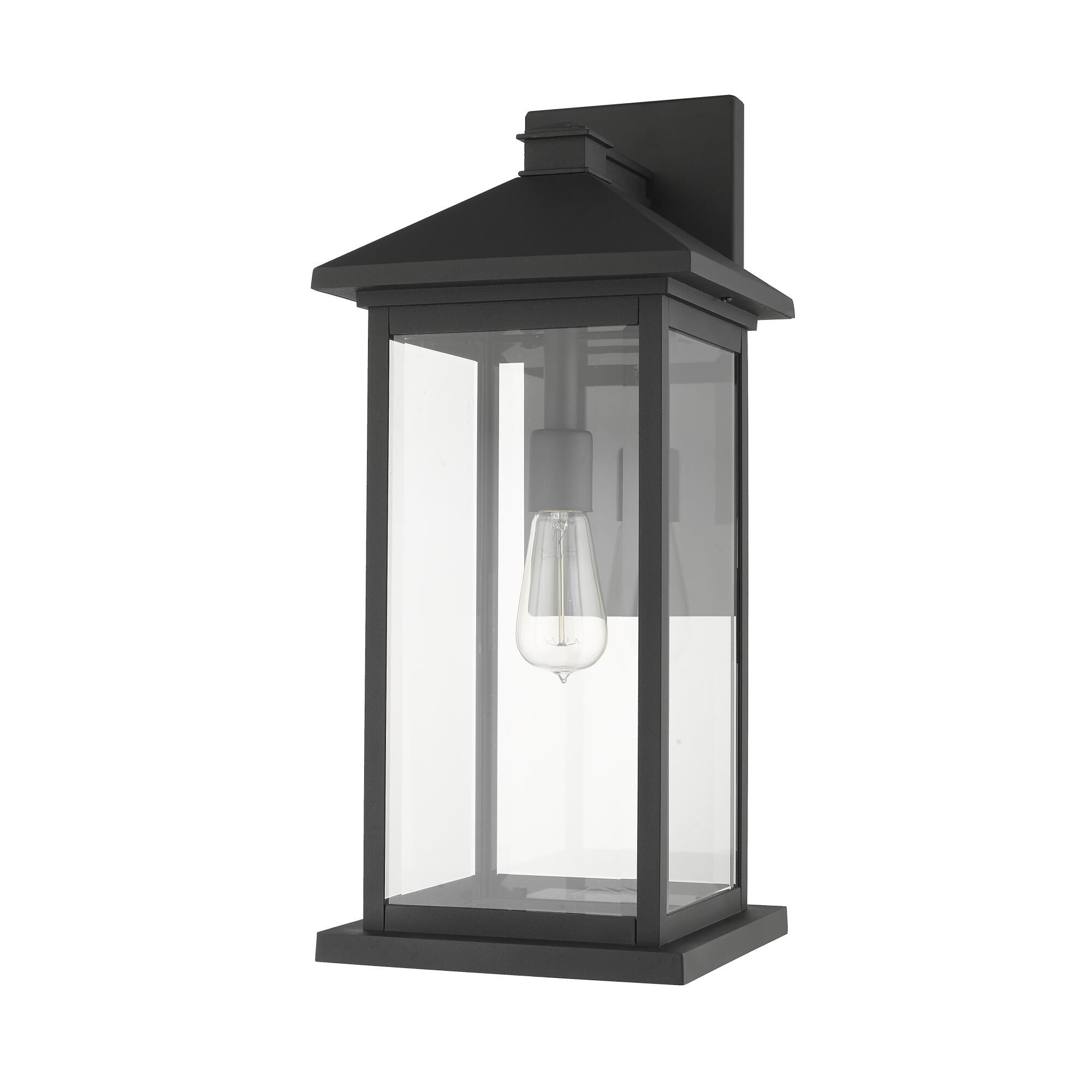 Shown in Black finish and Glass shade