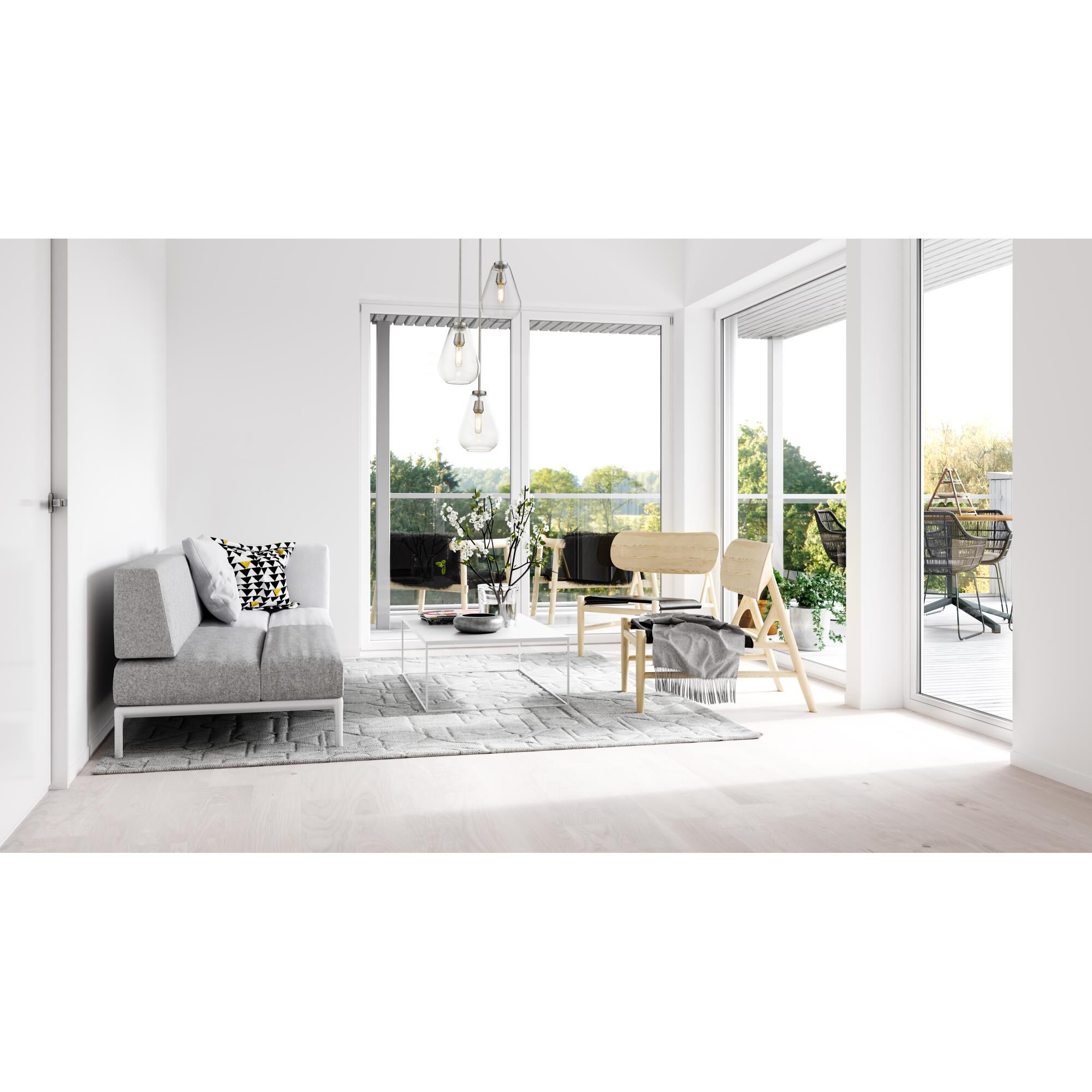 Shown in Brushed Nickel finish and Glass shade