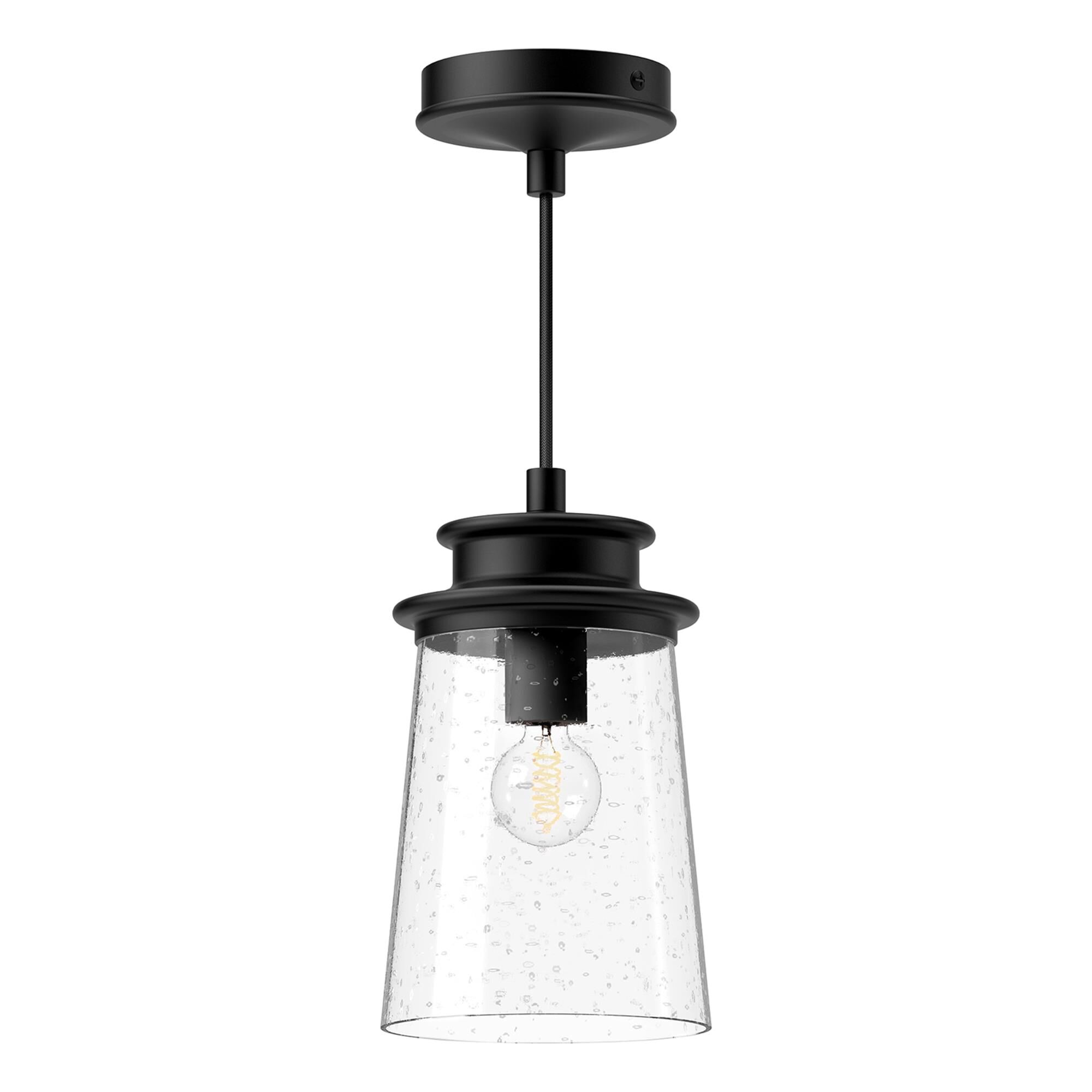Shown in Textured Black finish and Clear Bubble glass