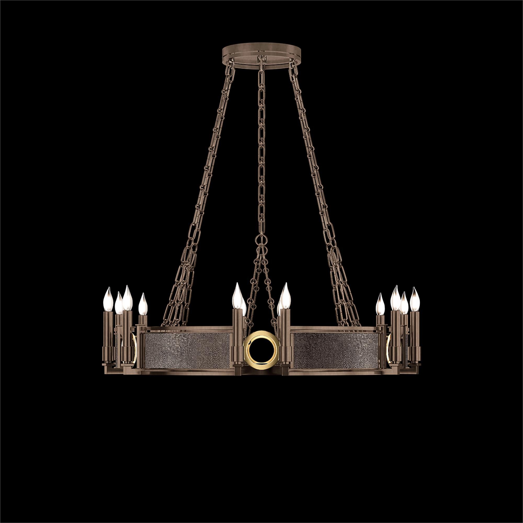 Shown in Bronze and Brass  finish and Pebble accent